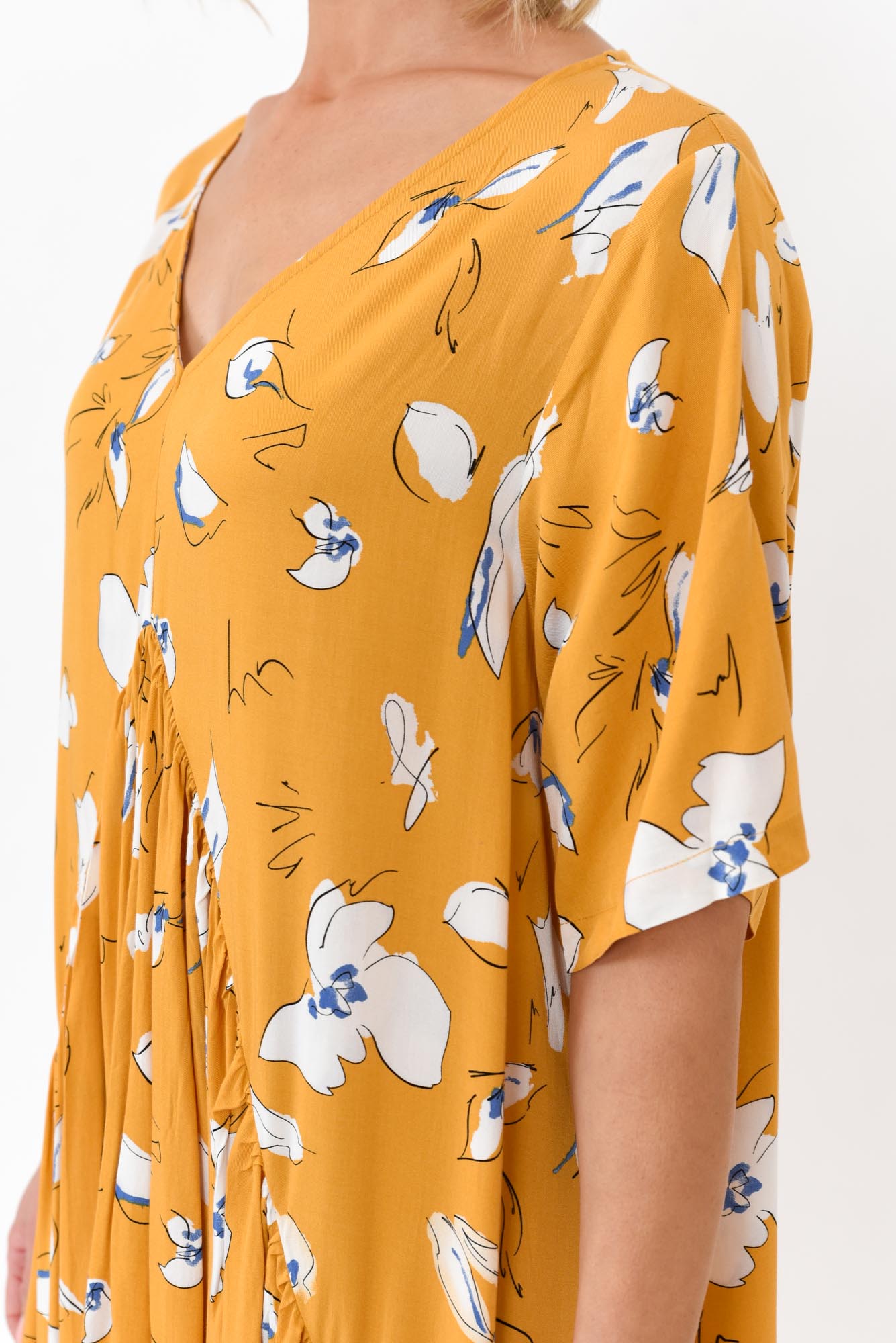 Yellow Abstract Peak Maxi Dress