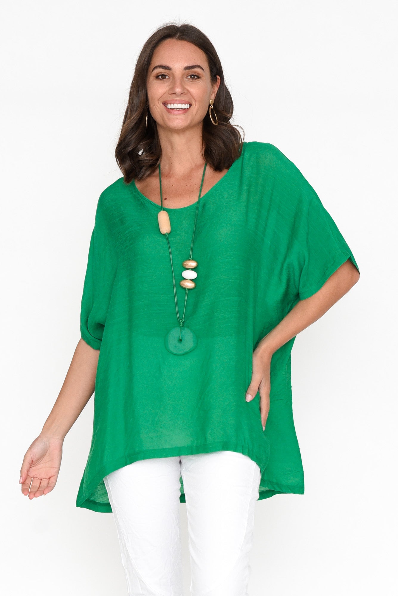 Elvira Green Drape Top
