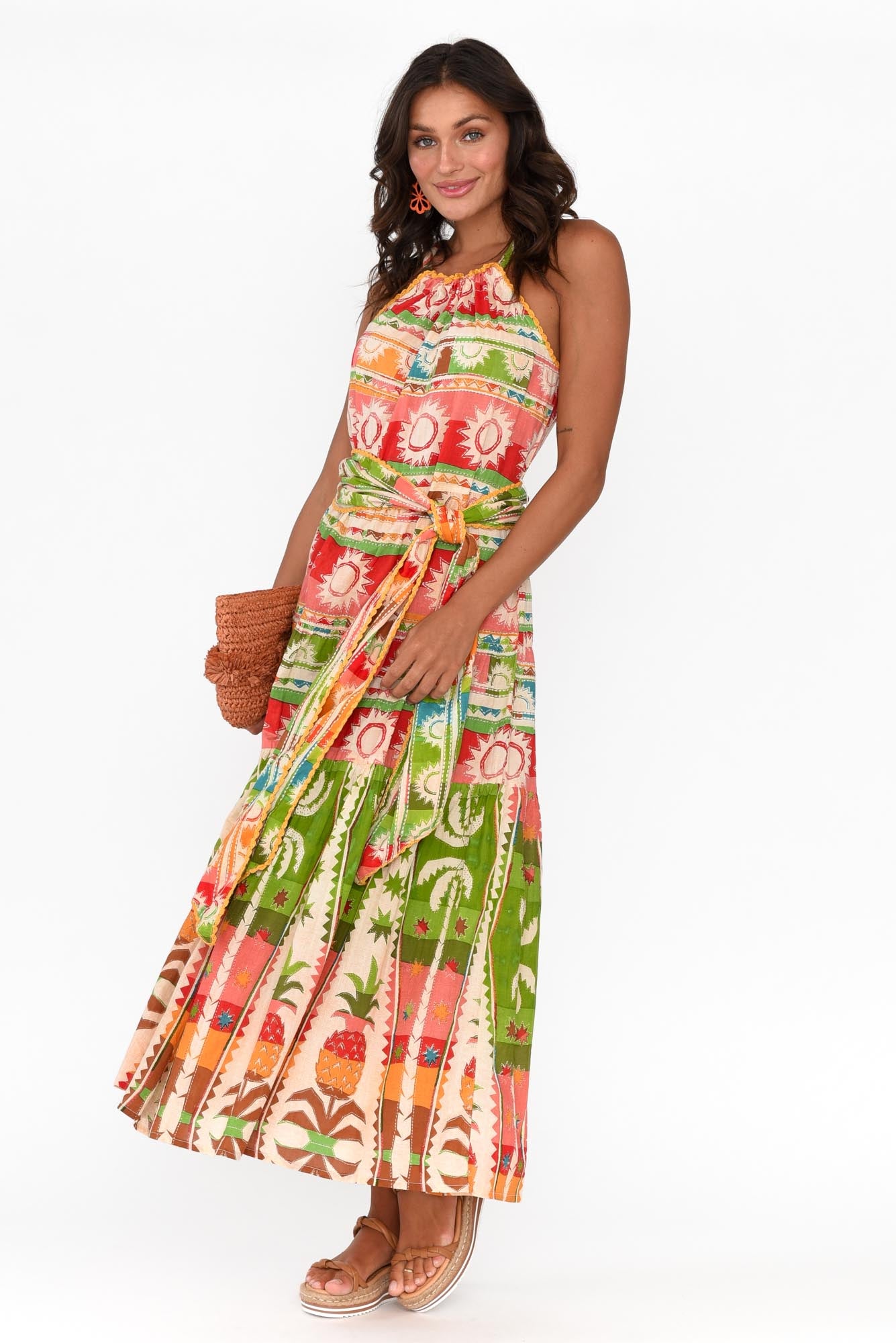 Pinata Tropical Cotton Halter Dress