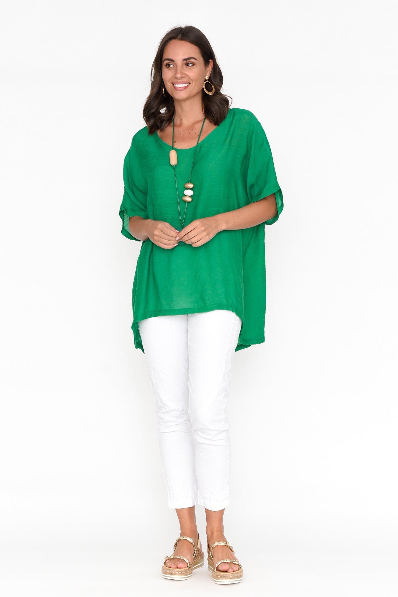 Elvira Green Drape Top