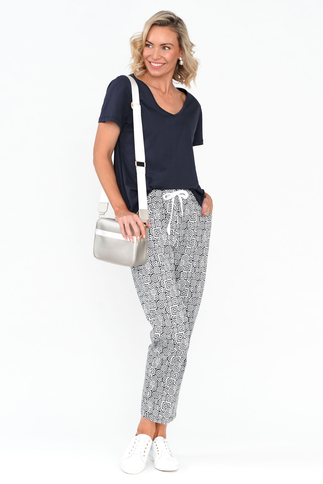 Souza Navy Geo Cotton Pant
