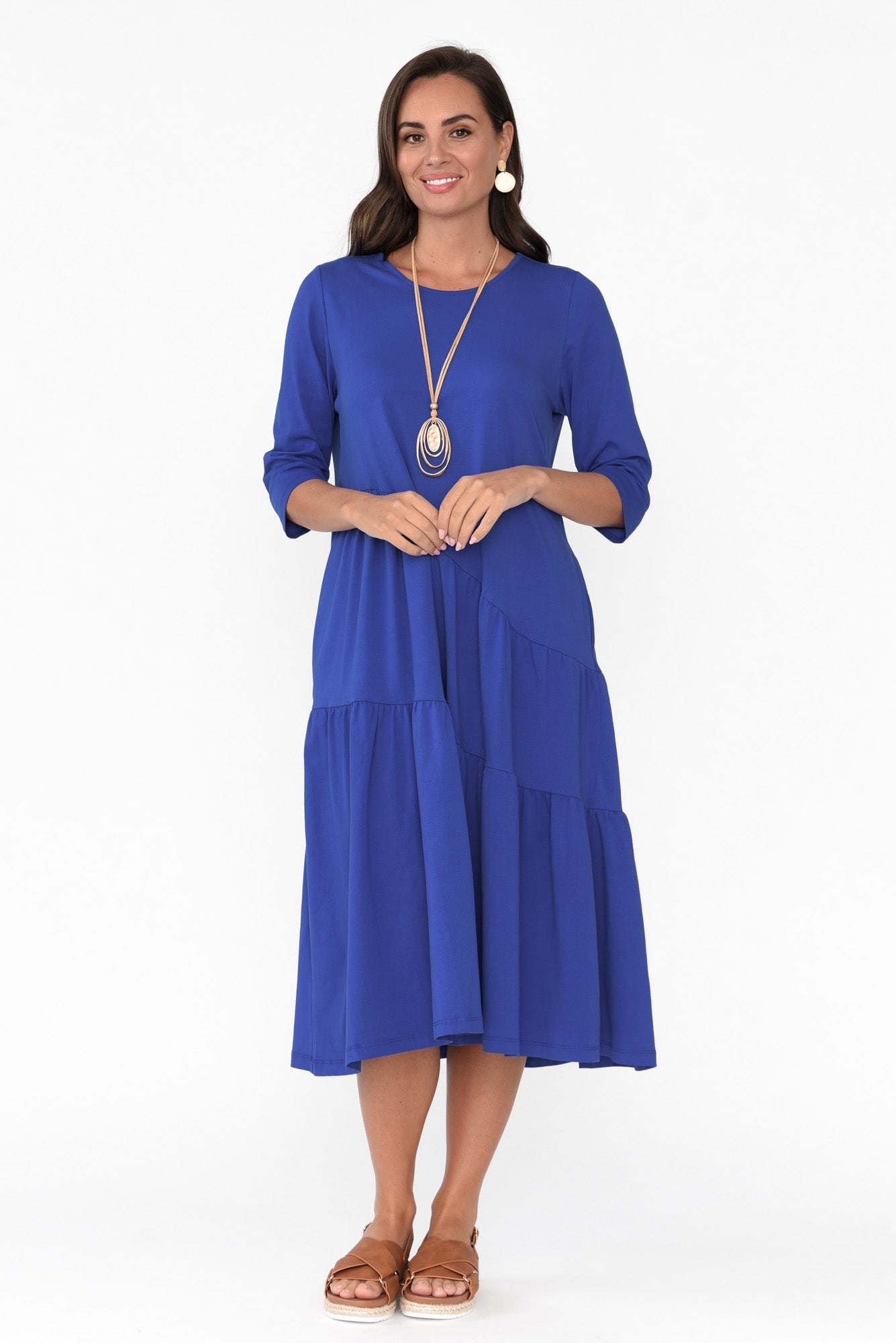 Masie Cobalt Diagonal Gathered Dress