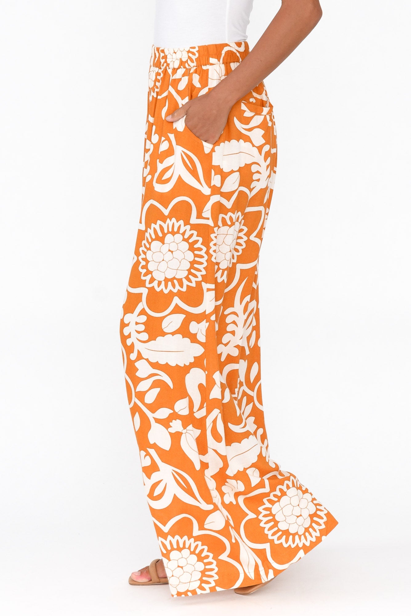 Positano Orange Garden Flared Pant