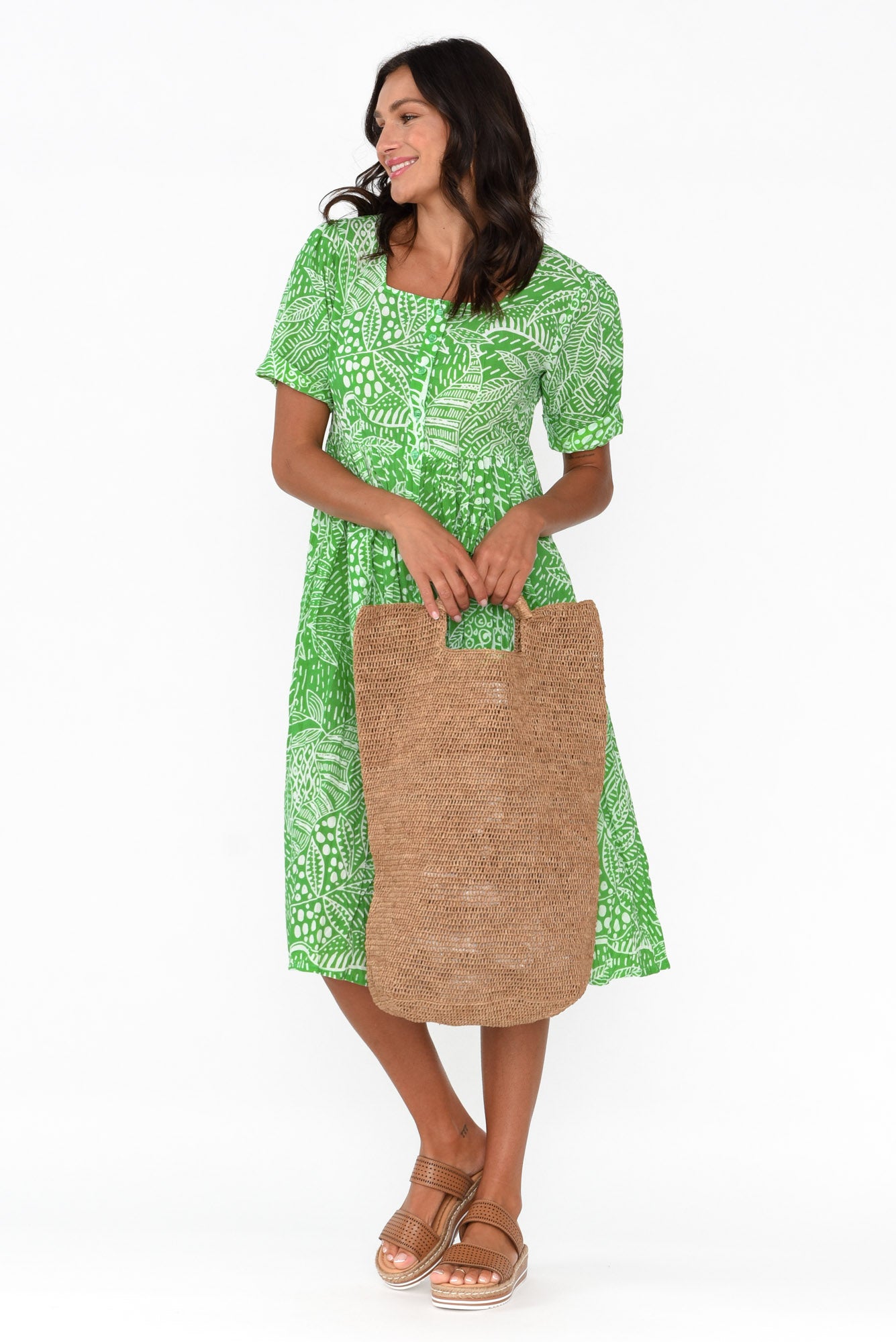 Leros Green Jungle Organic Cotton Dress