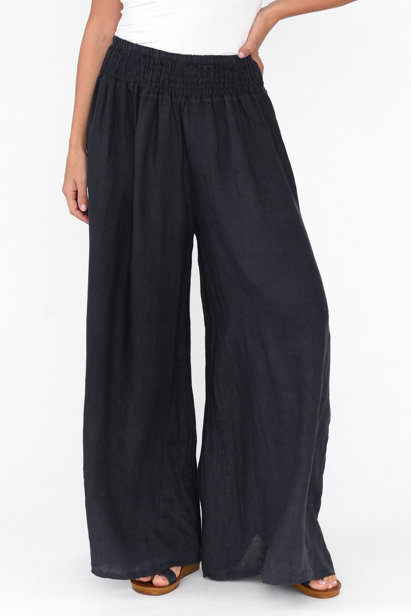 Rumi Navy Wide Leg Linen Pant