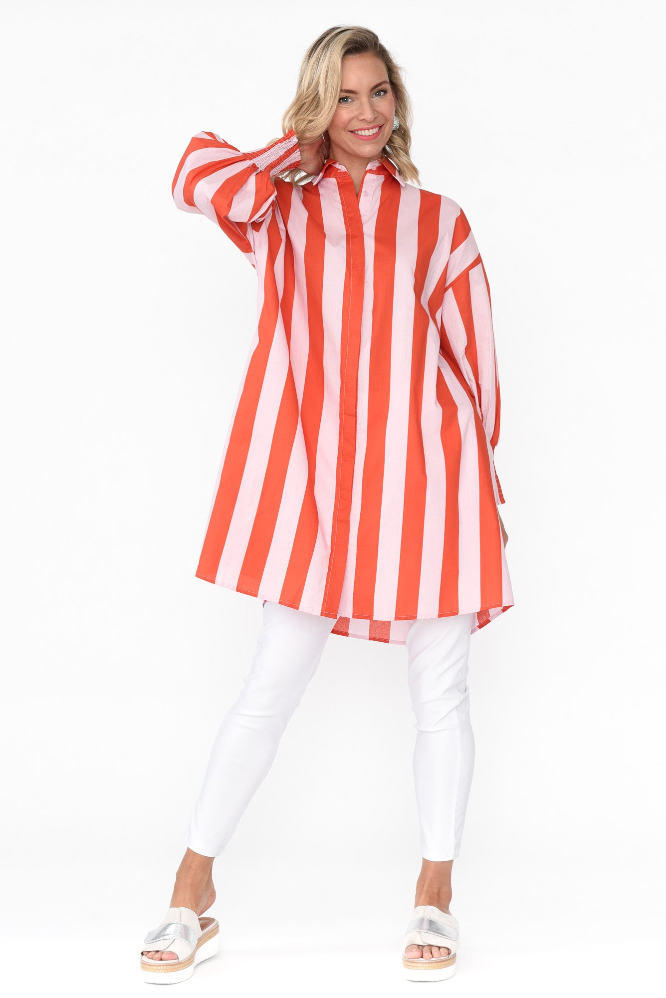 Kalani Pink Stripe Cotton Tunic