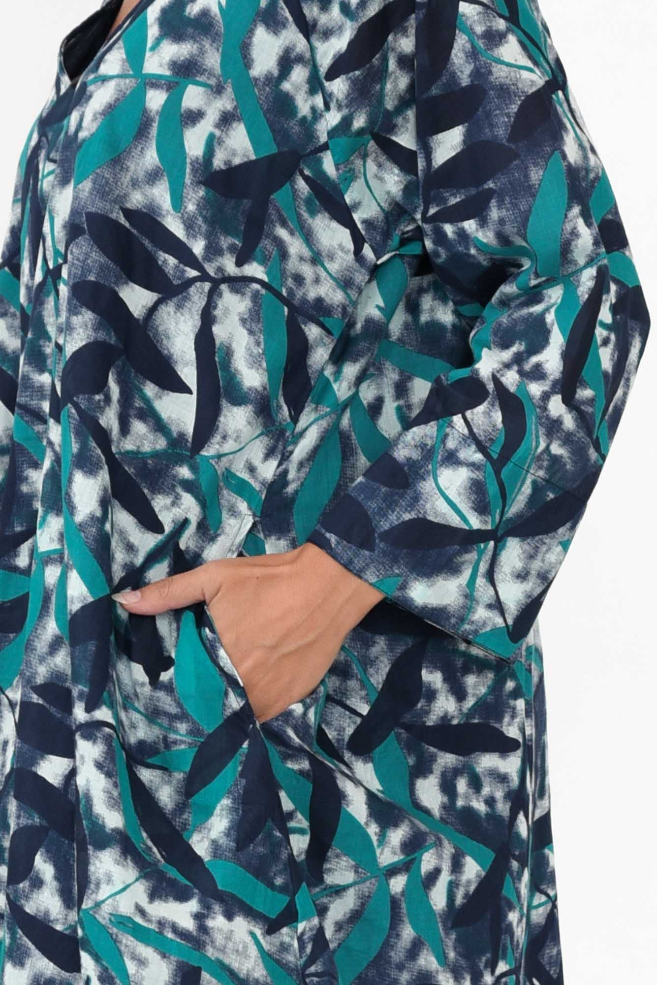 Proserpine Blue Leaf Cotton Tunic