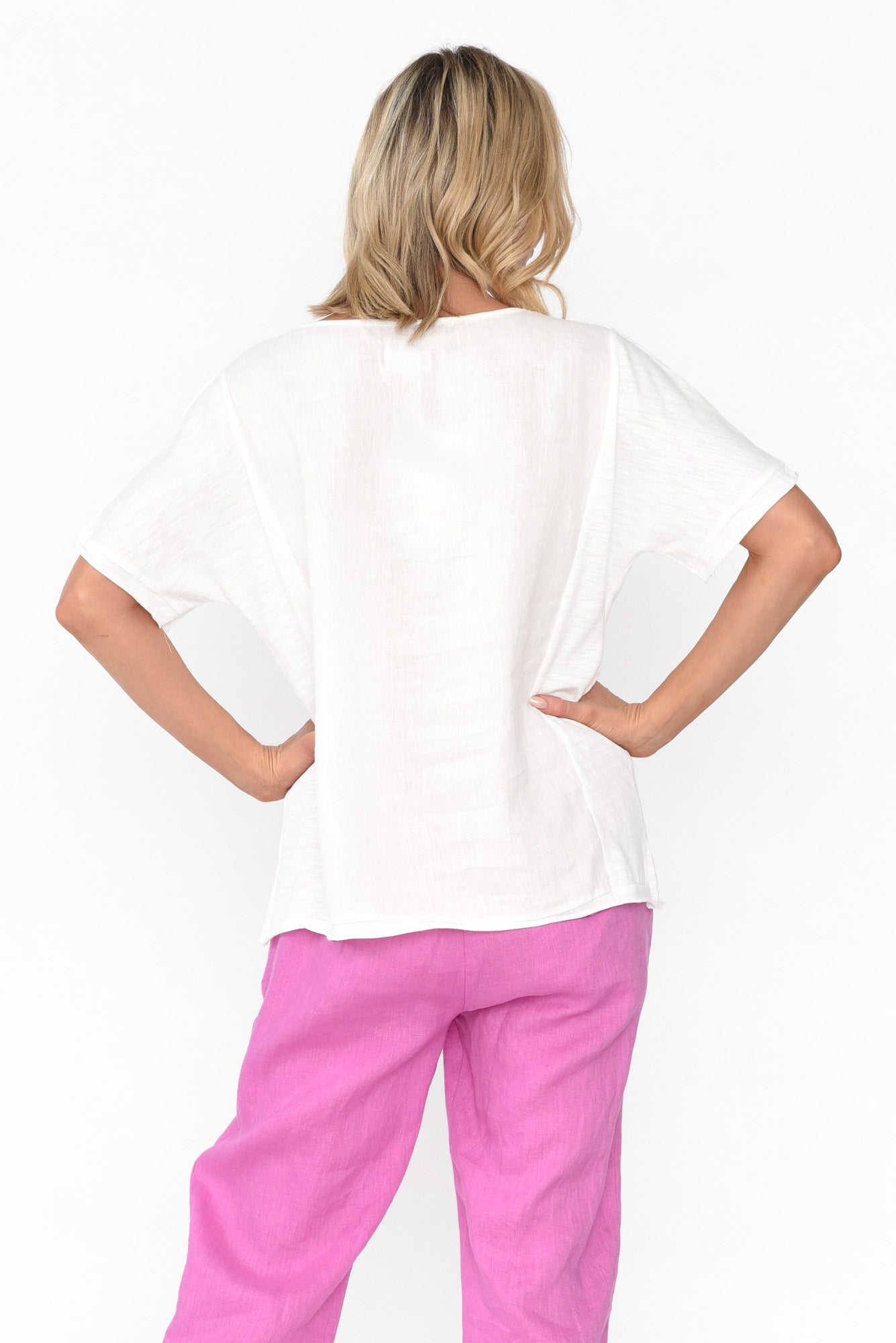 Ishana White Linen Cotton Top