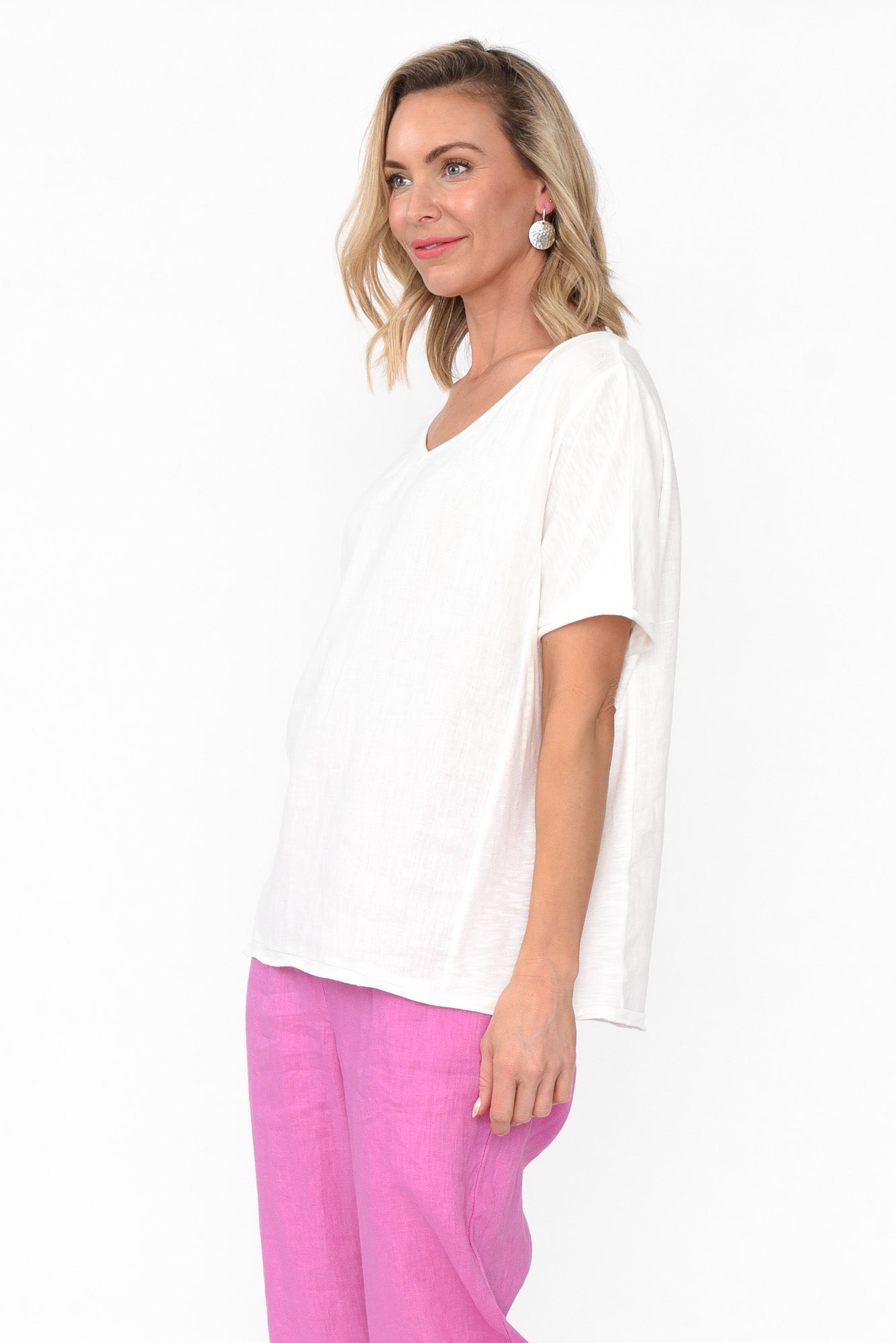 Ishana White Linen Cotton Top