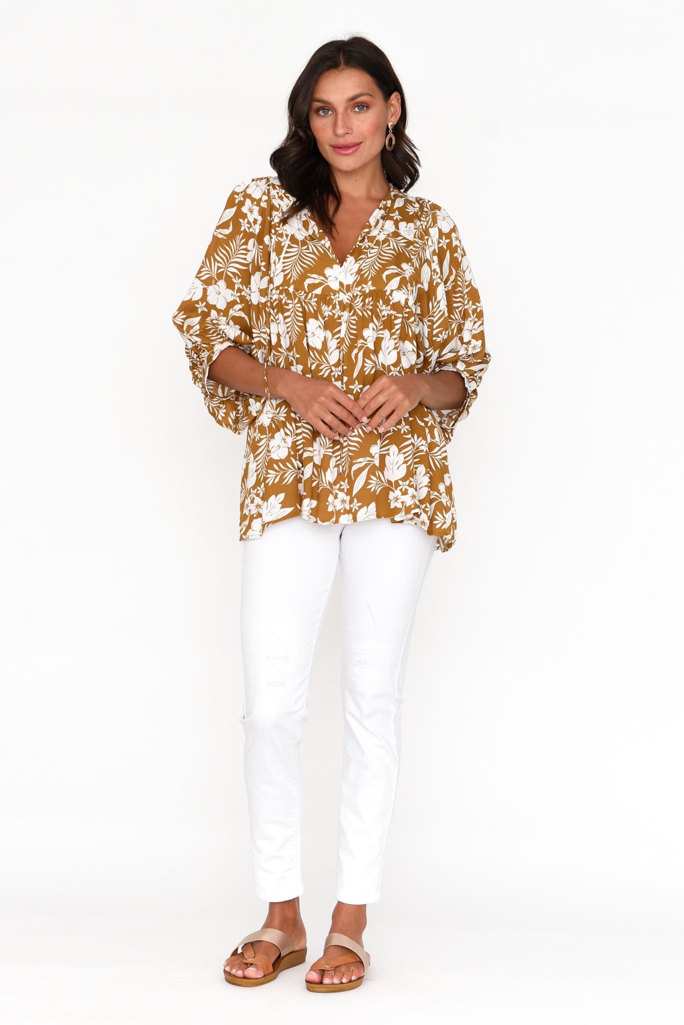 Marylee Mustard Garden Gathered Top