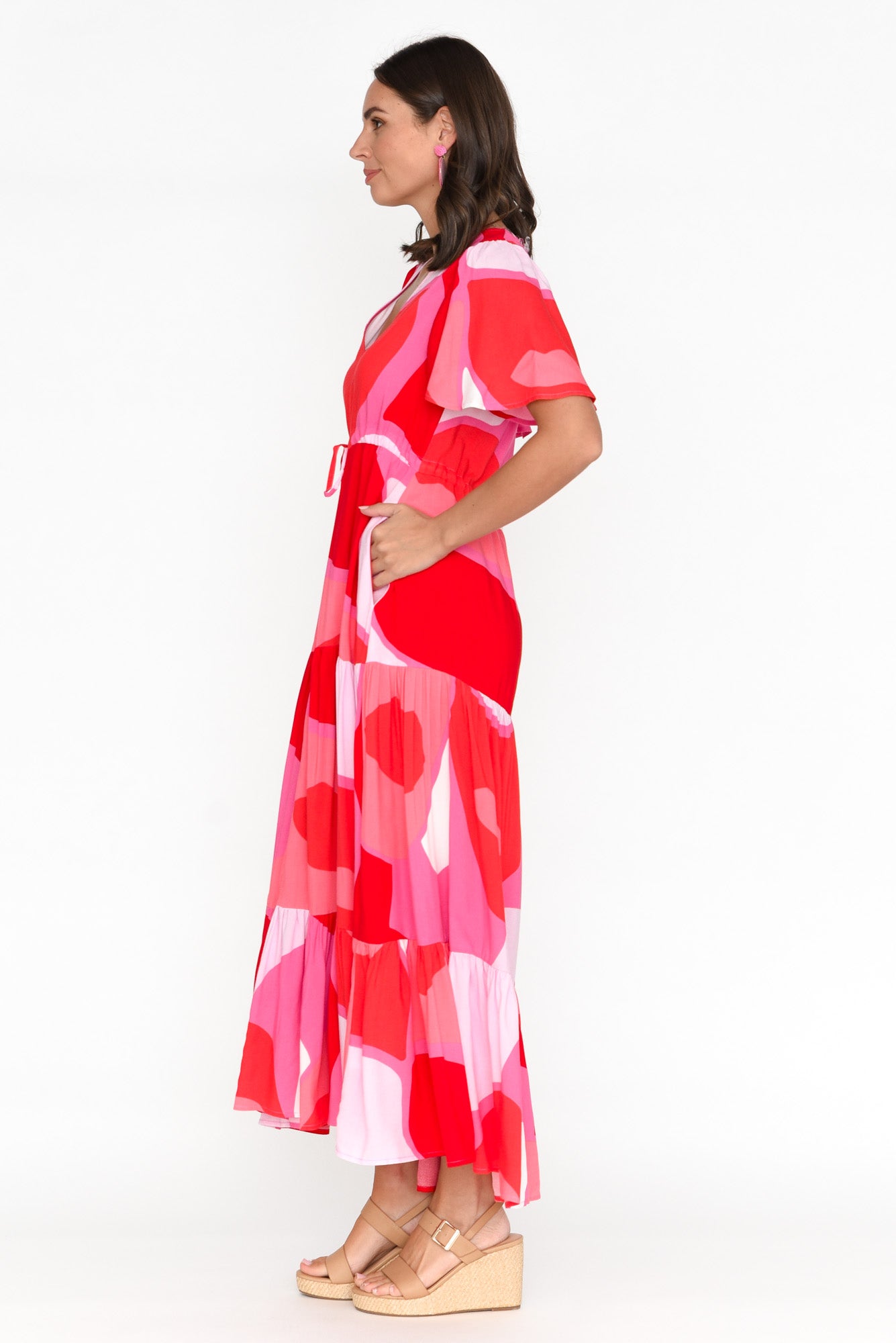 Cooper Red Abstract Tier Dress