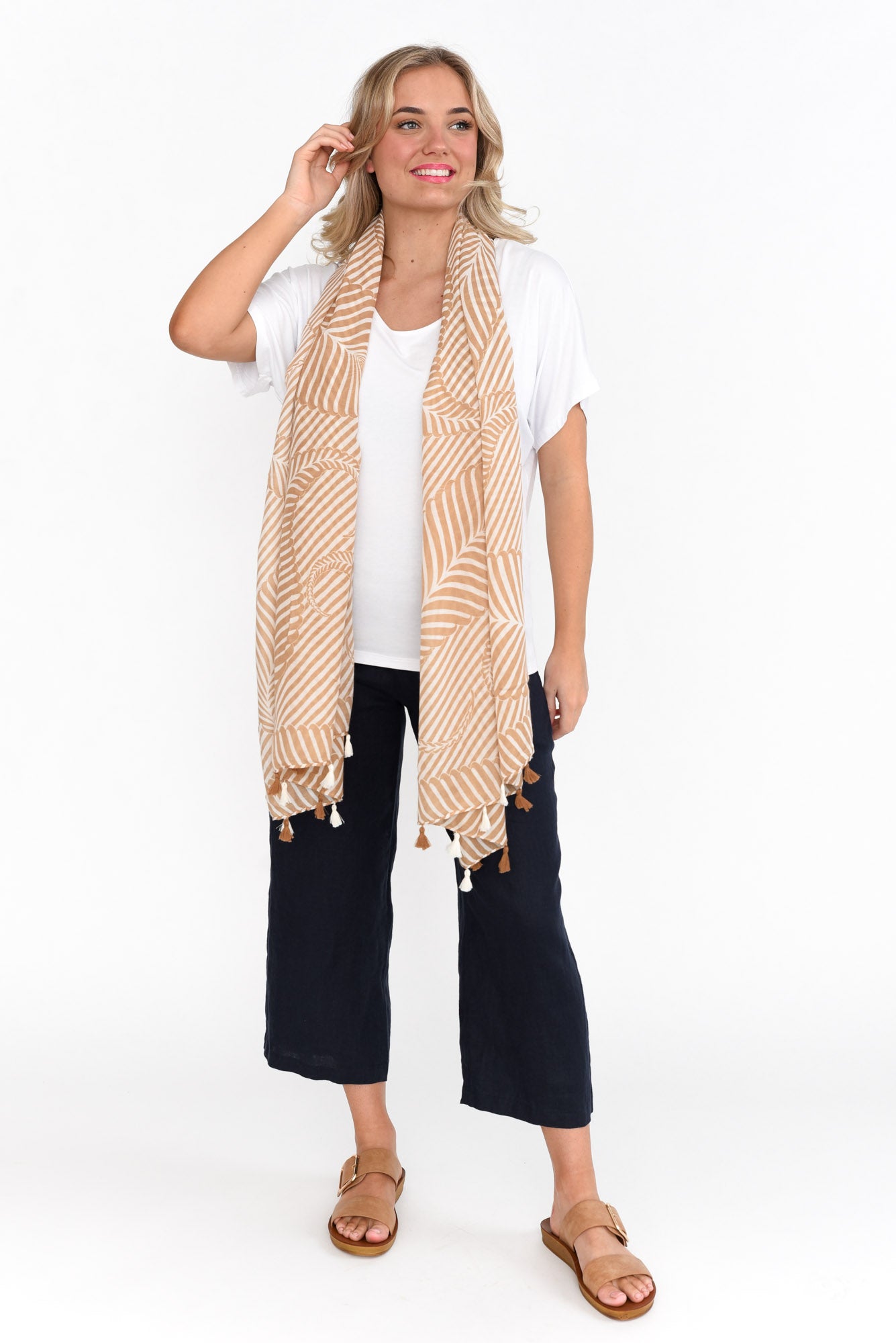 Alize Tan Geometric Scarf