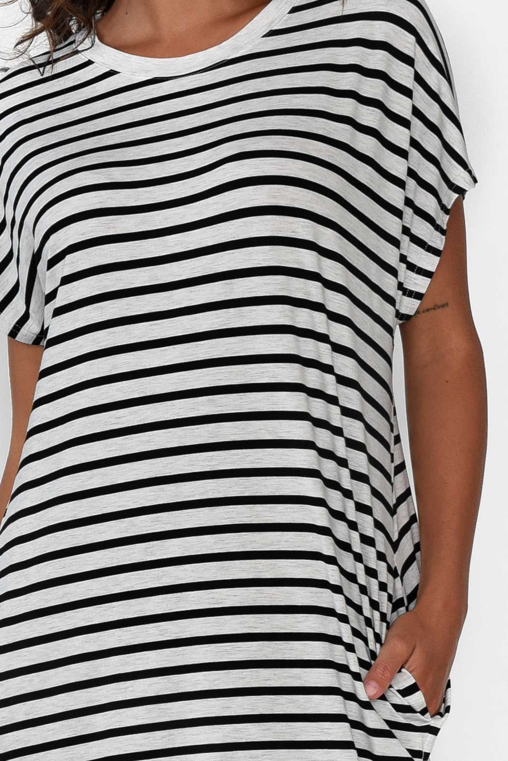 Nicks Grey Stripe Bamboo Tee Dress