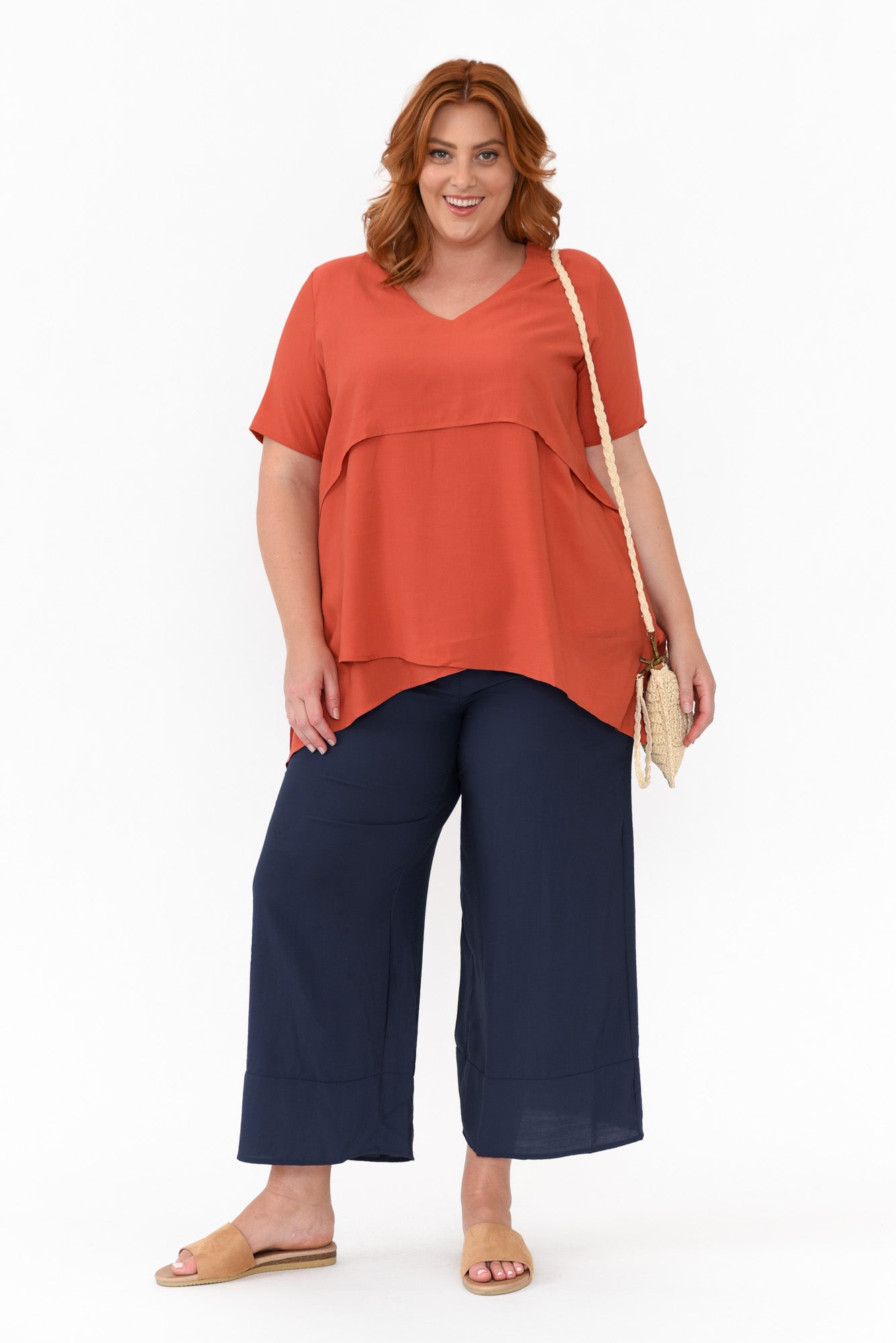 Shoshana Rust Cotton Layered Top