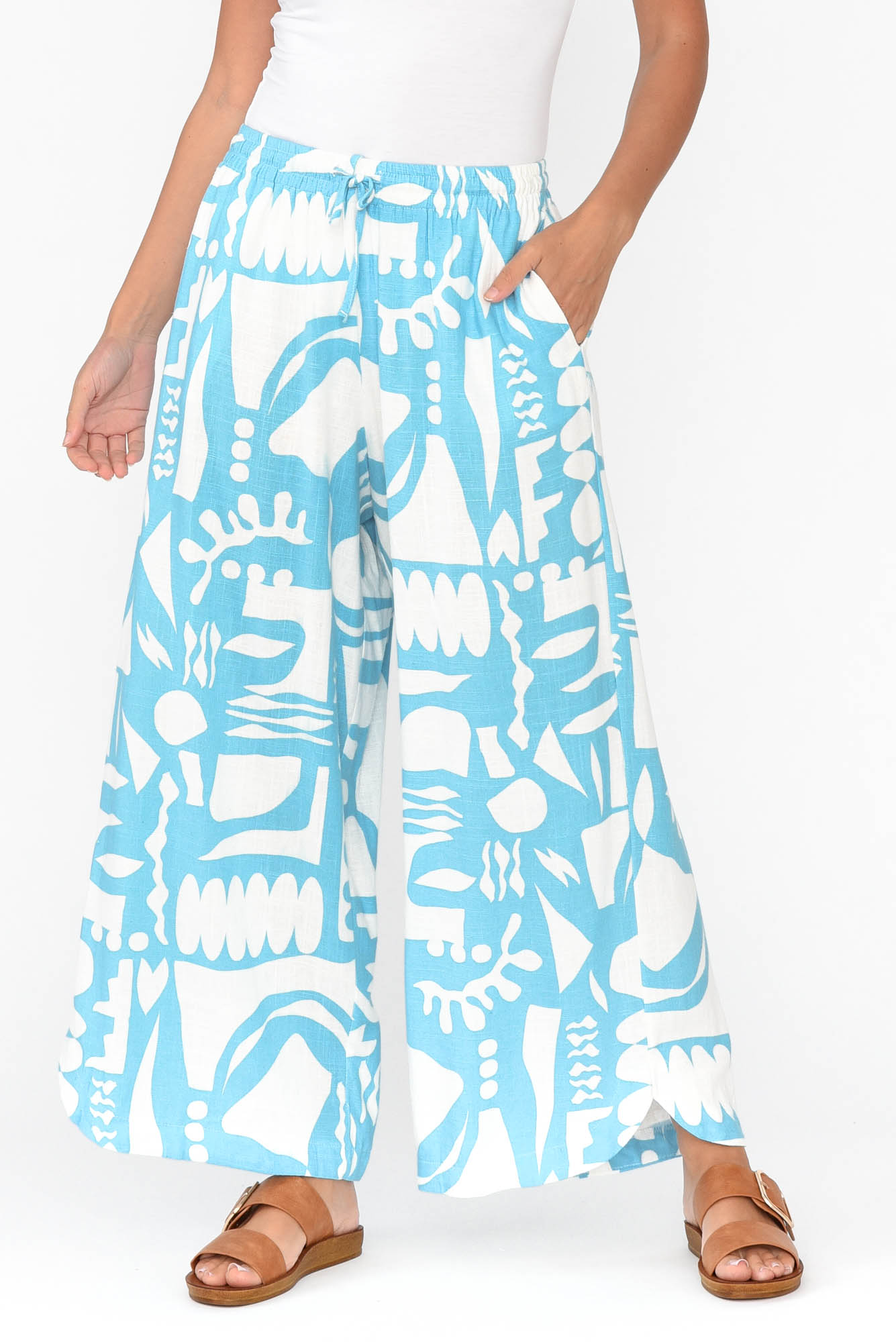 Ezzie Blue Abstract Pocket Pant