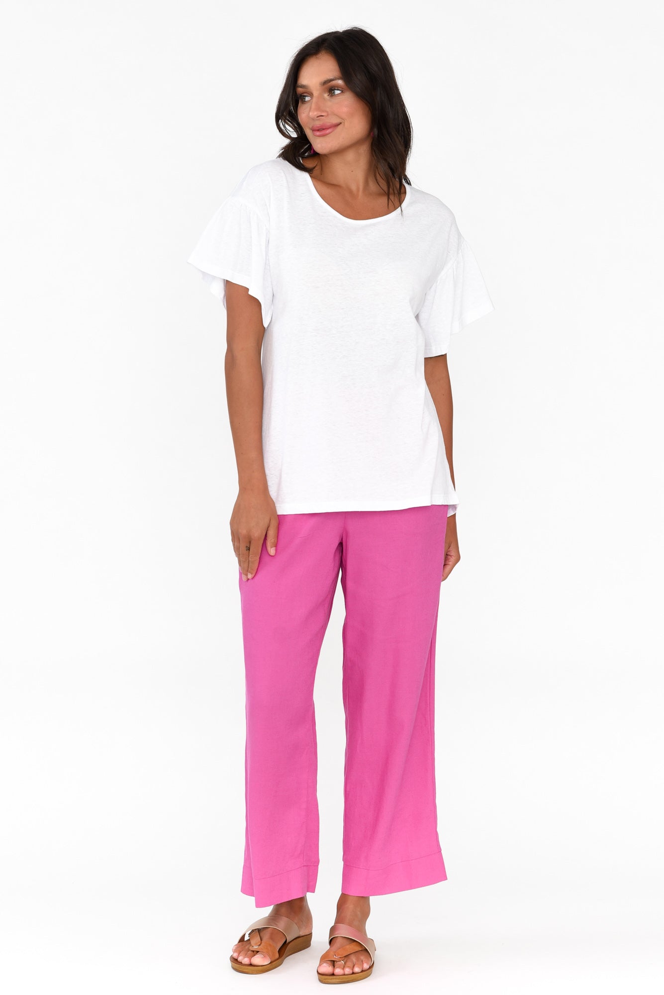 Alessia White Cotton Blend Frill Top