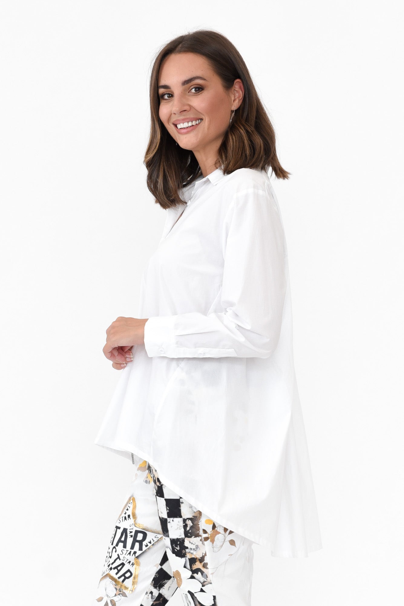 Penny White Pleated Cotton Shirt