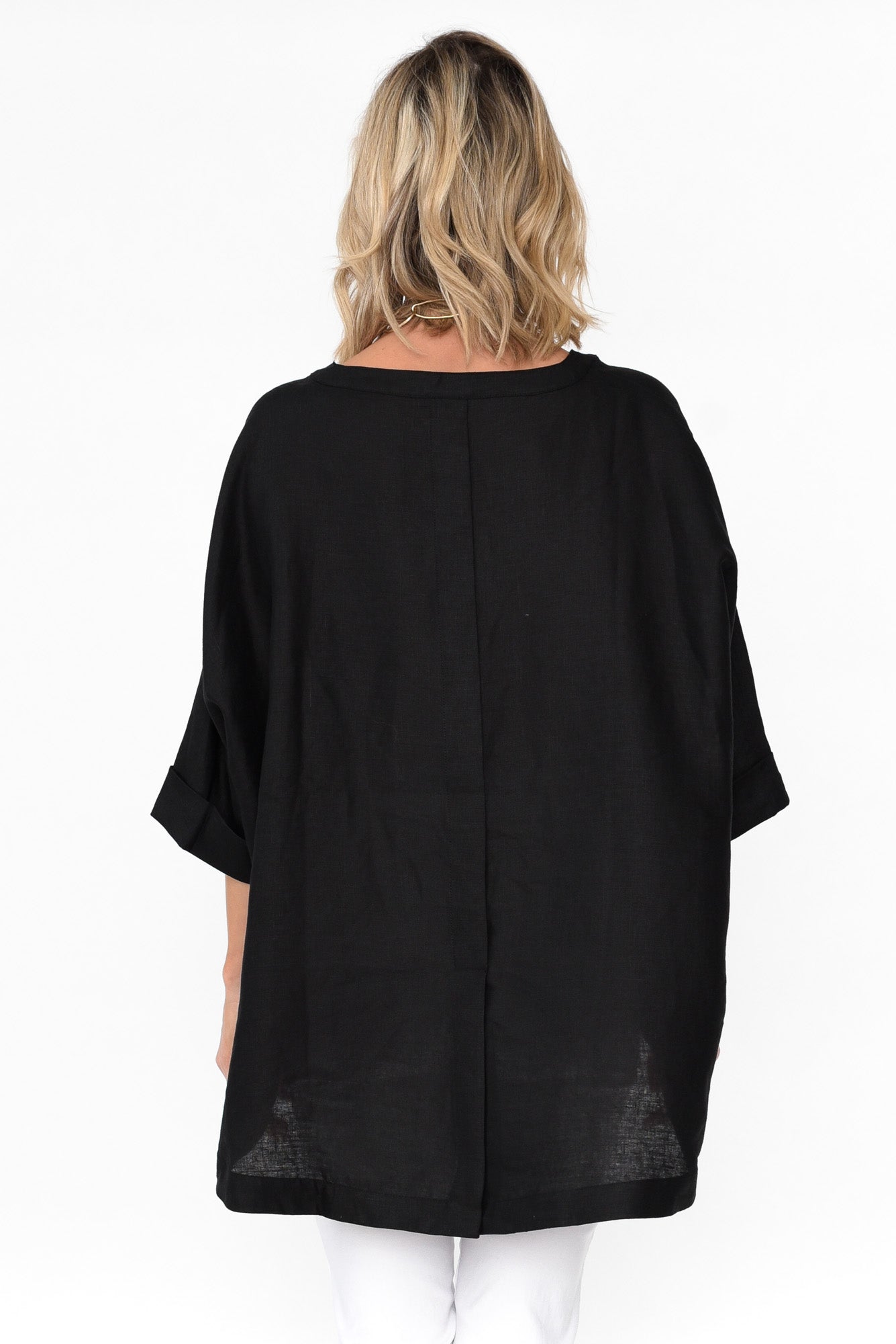 Holden Black Linen Pleat Top