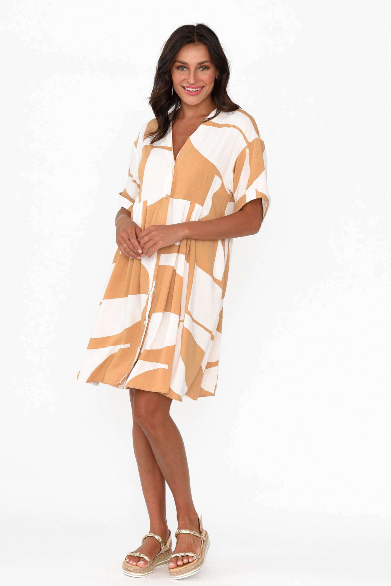 Emil Tan Abstract Button Dress