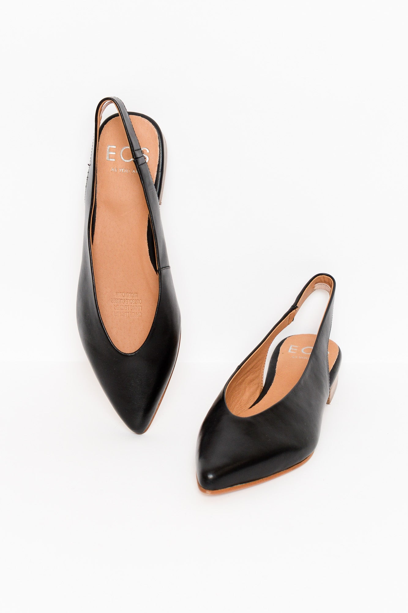 Emis Black Leather Slingback Mule