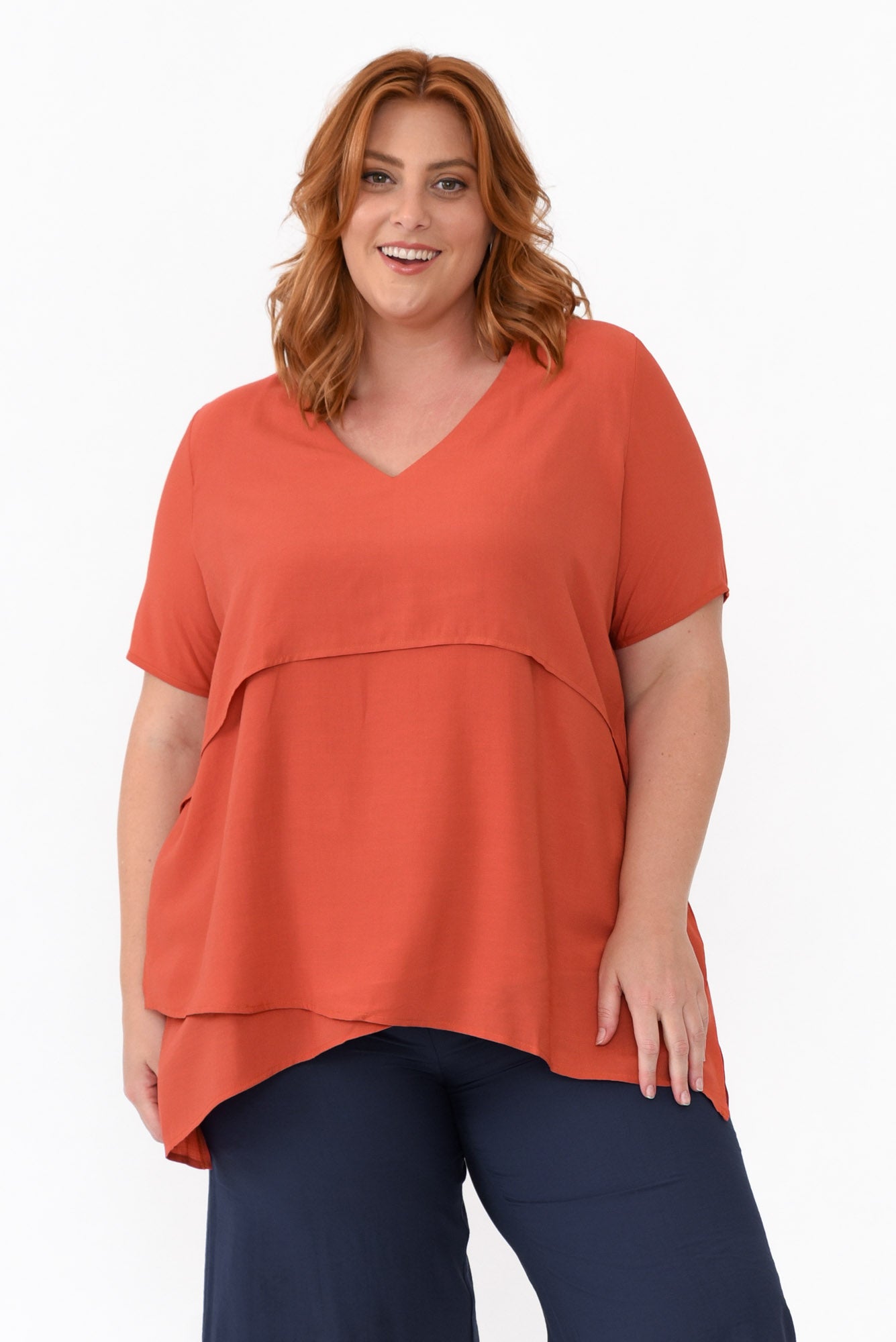 Shoshana Rust Cotton Layered Top