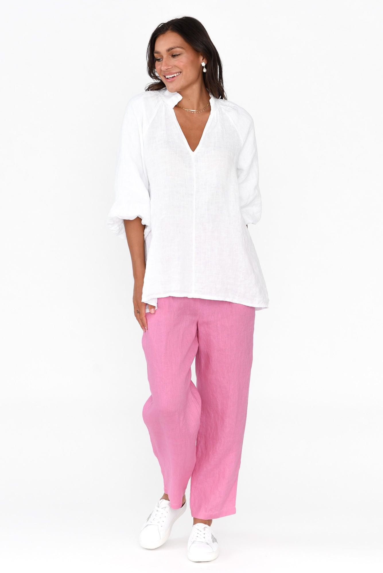 Marylou Pink Linen Pocket Pant