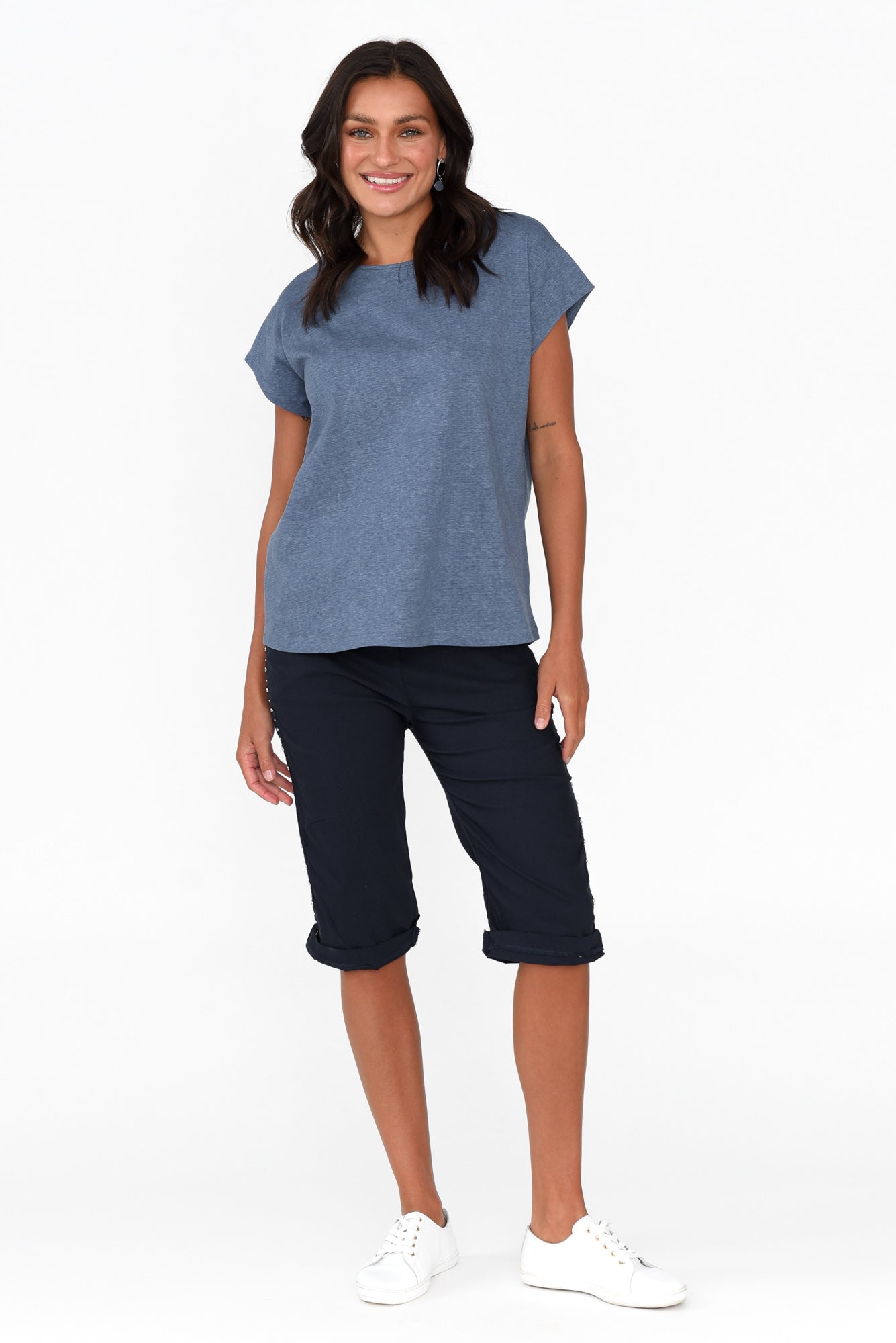 Rhonda Navy Embellished Shorts