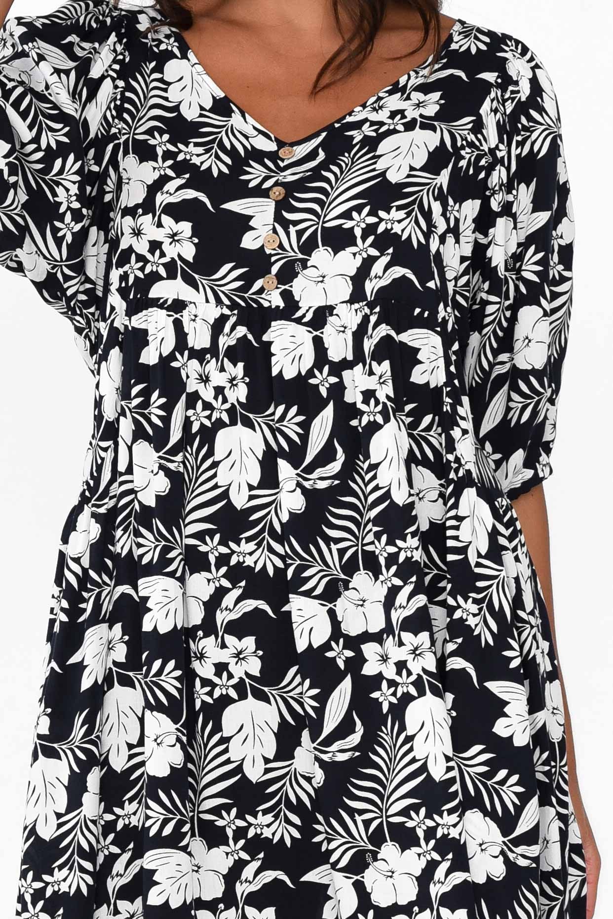 Kacey Black Garden Button Dress