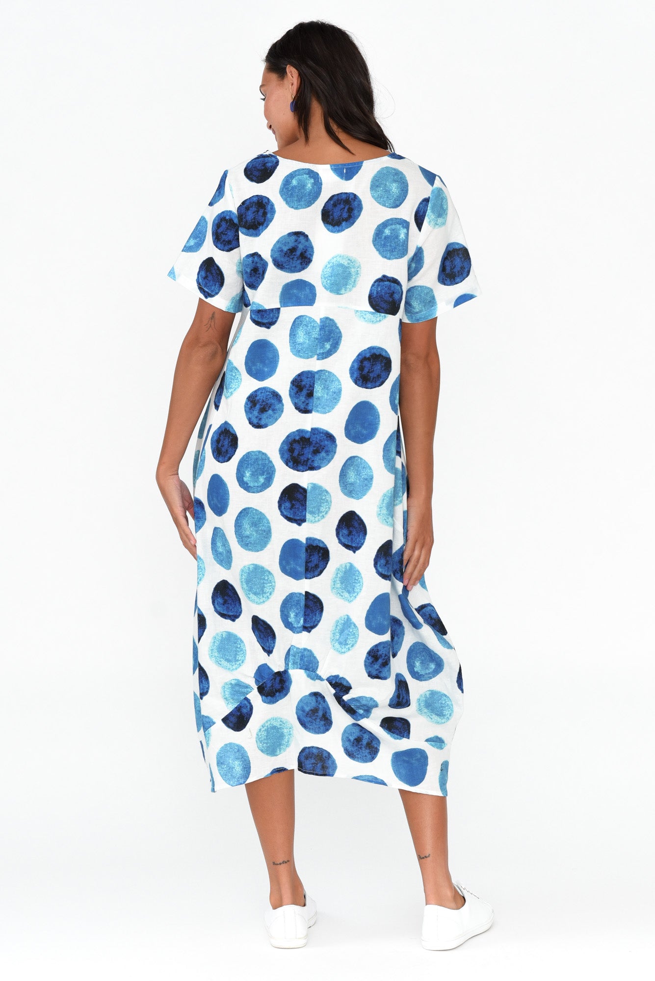 Mattie Blue Spot Linen Dress