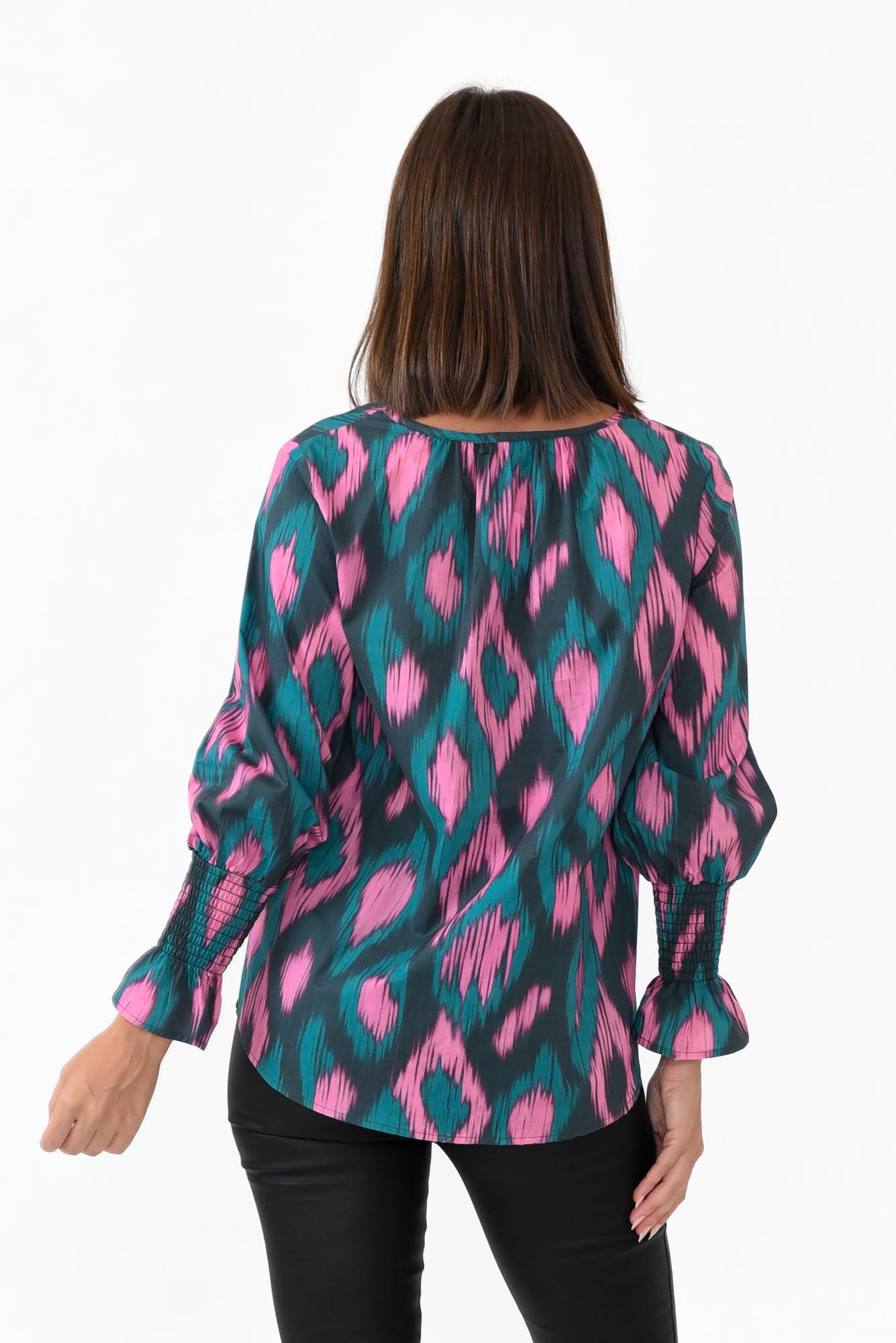 Delores Teal Abstract Cotton Top