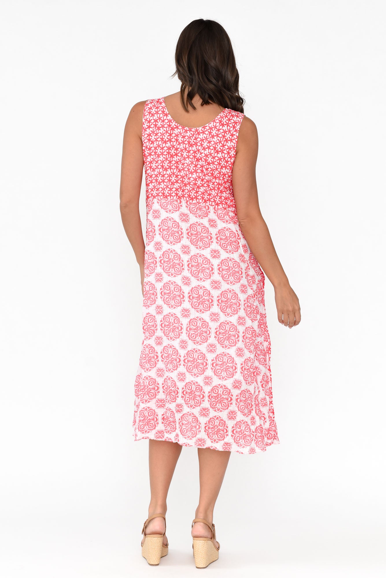 Jolie Red Fiesta Crinkle Cotton Dress