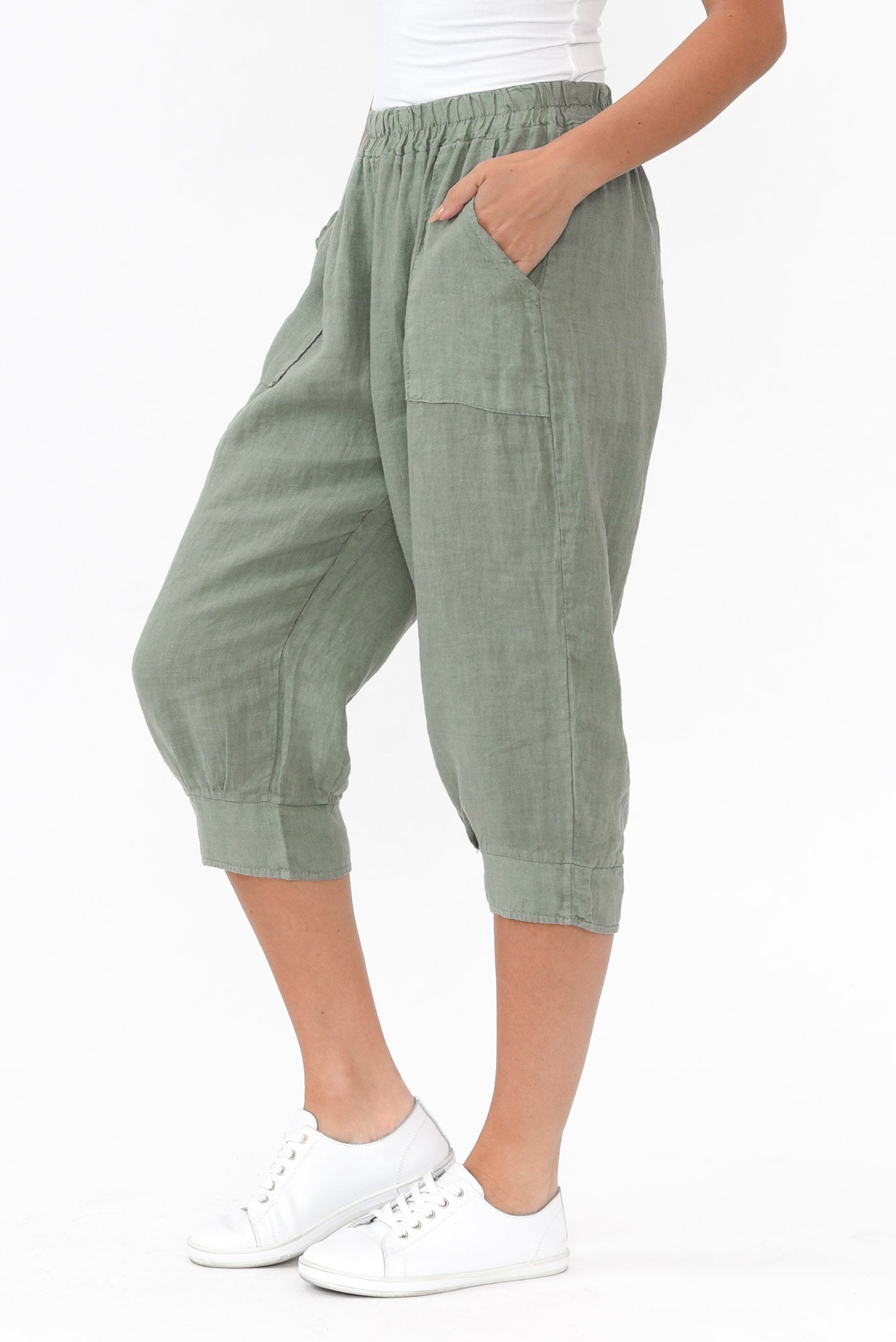 Carmichael Khaki Linen Capri Pant