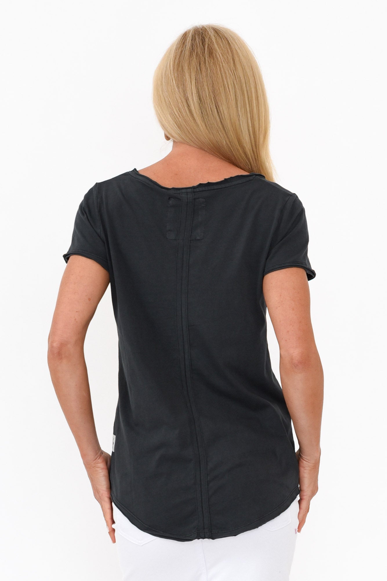 Black Cotton Fundamental Vee Tee