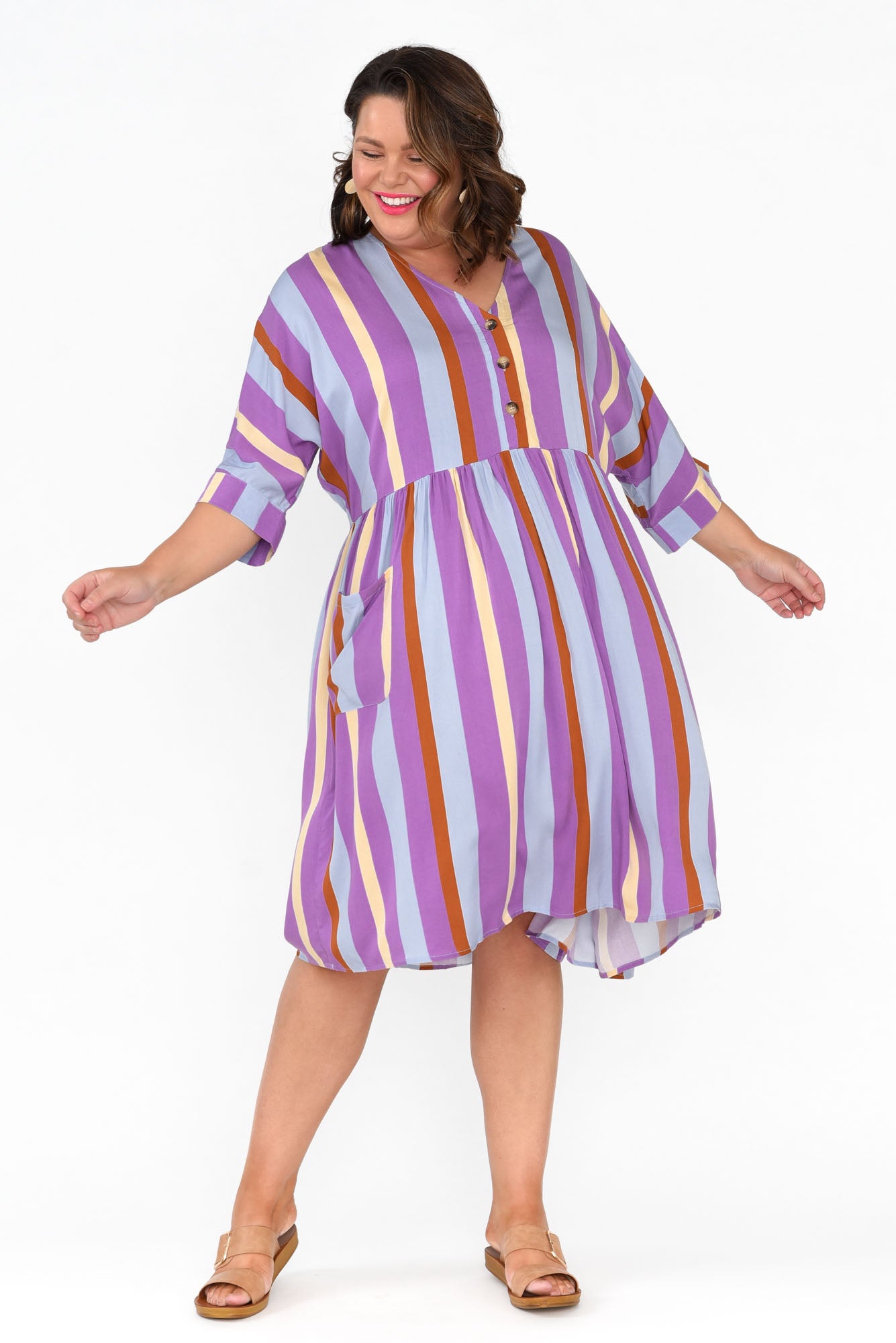 Electra Purple Stripe Pocket Dress