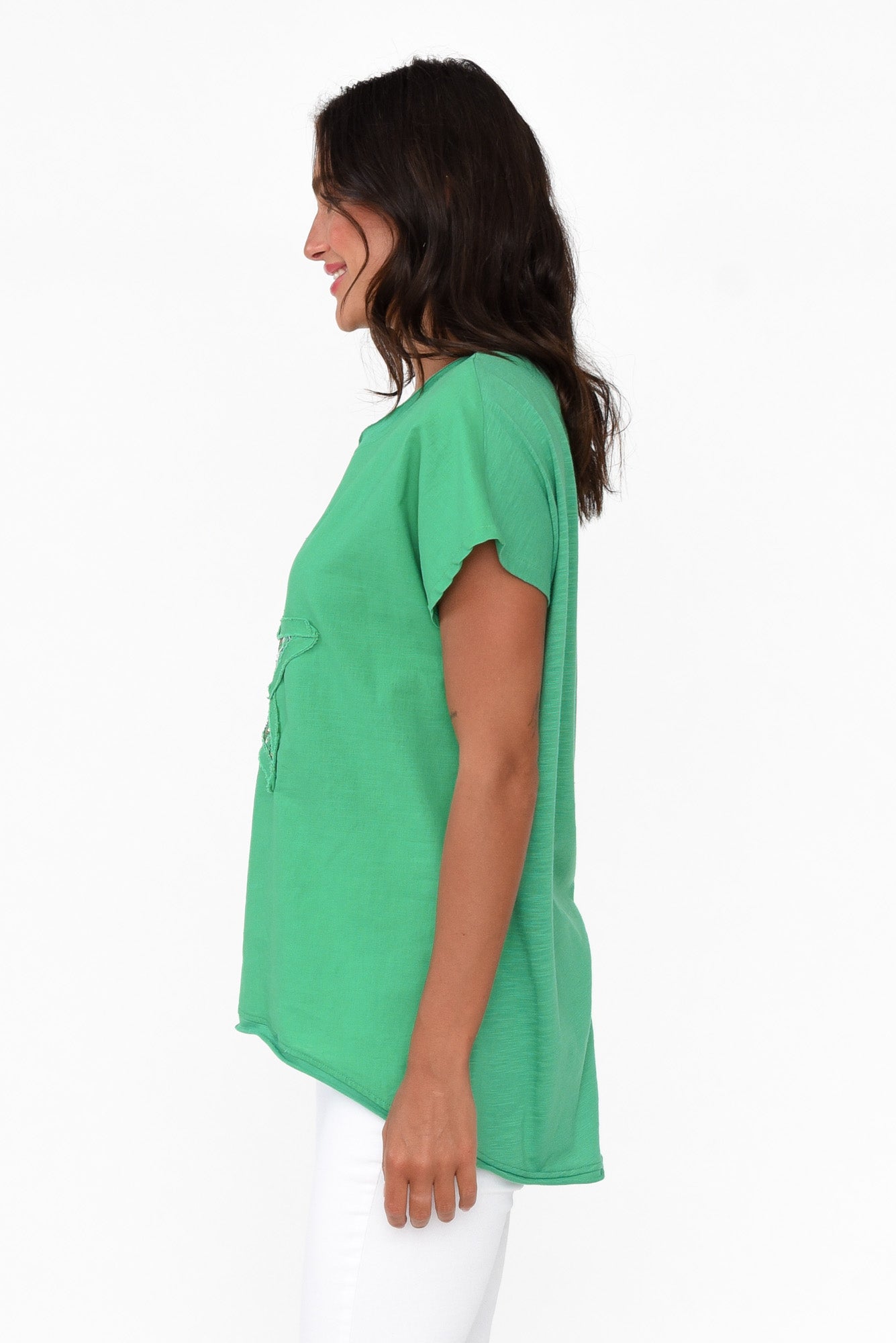 Kassidy Emerald Star Sequin Tee
