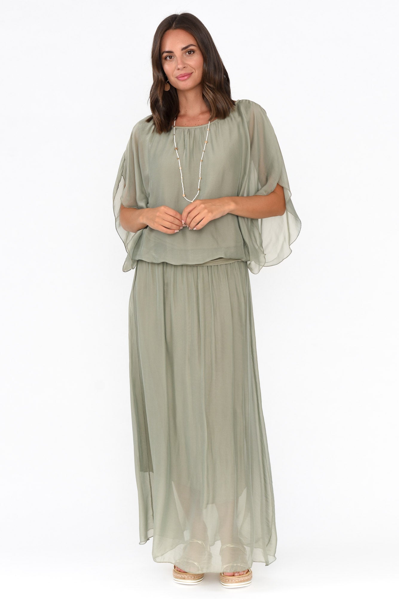 Viana Sage Silk Layer Skirt