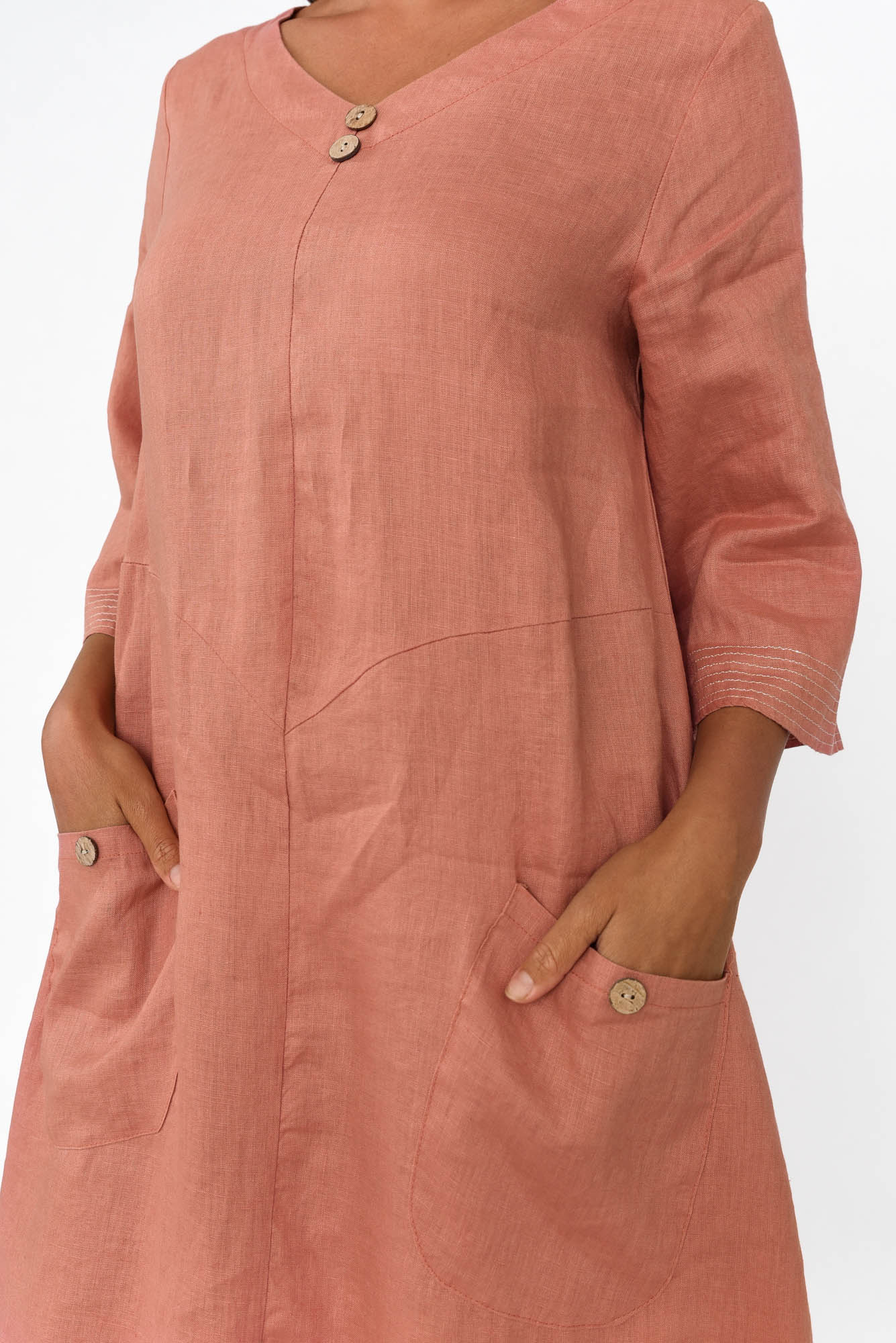 Lolita Rust Linen Pocket Dress