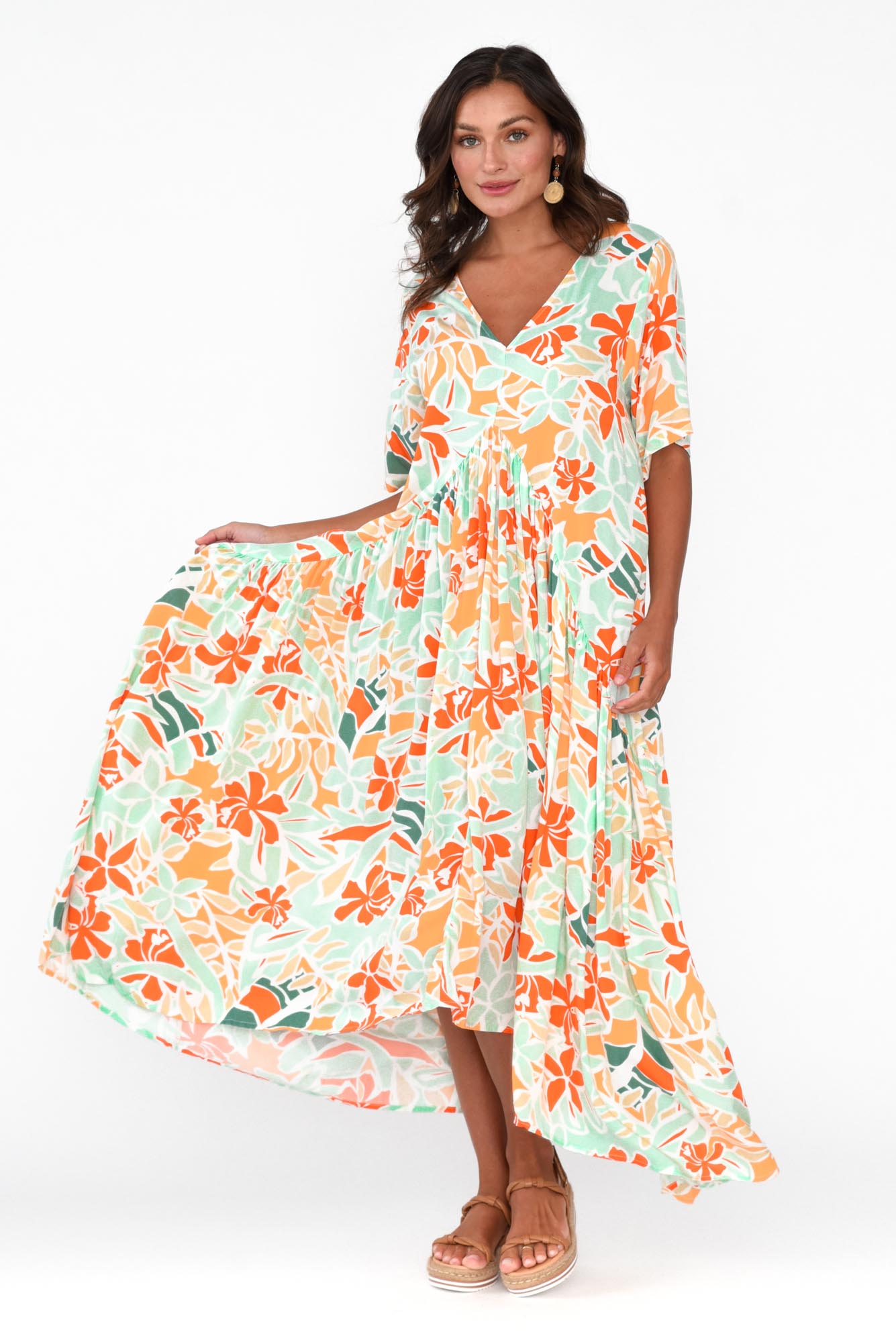 Orange Garden Peak Maxi Dress