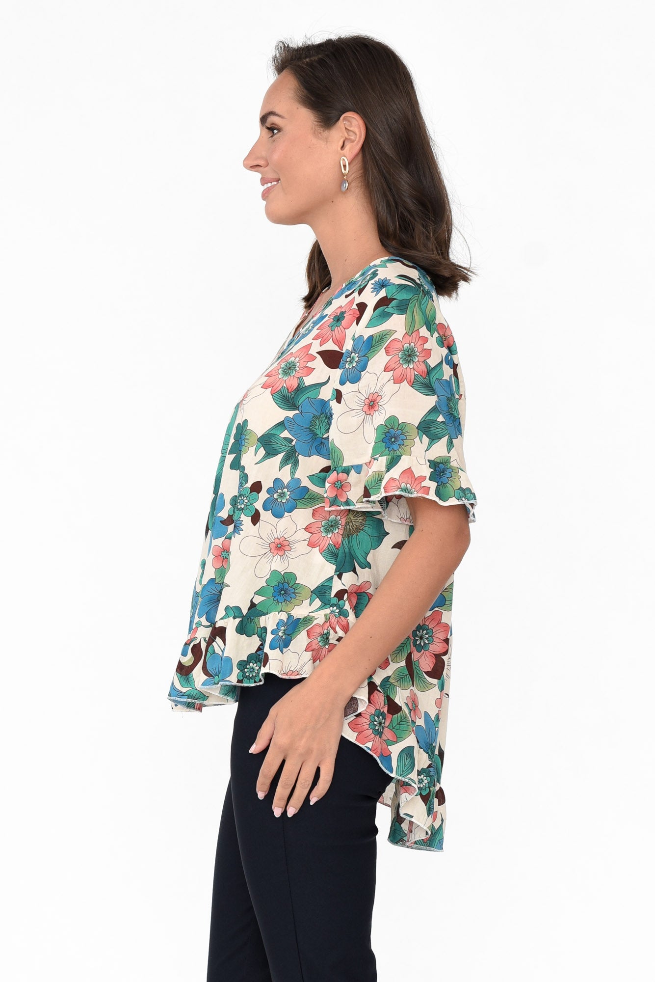 Jenelle Green Floral Frill Top