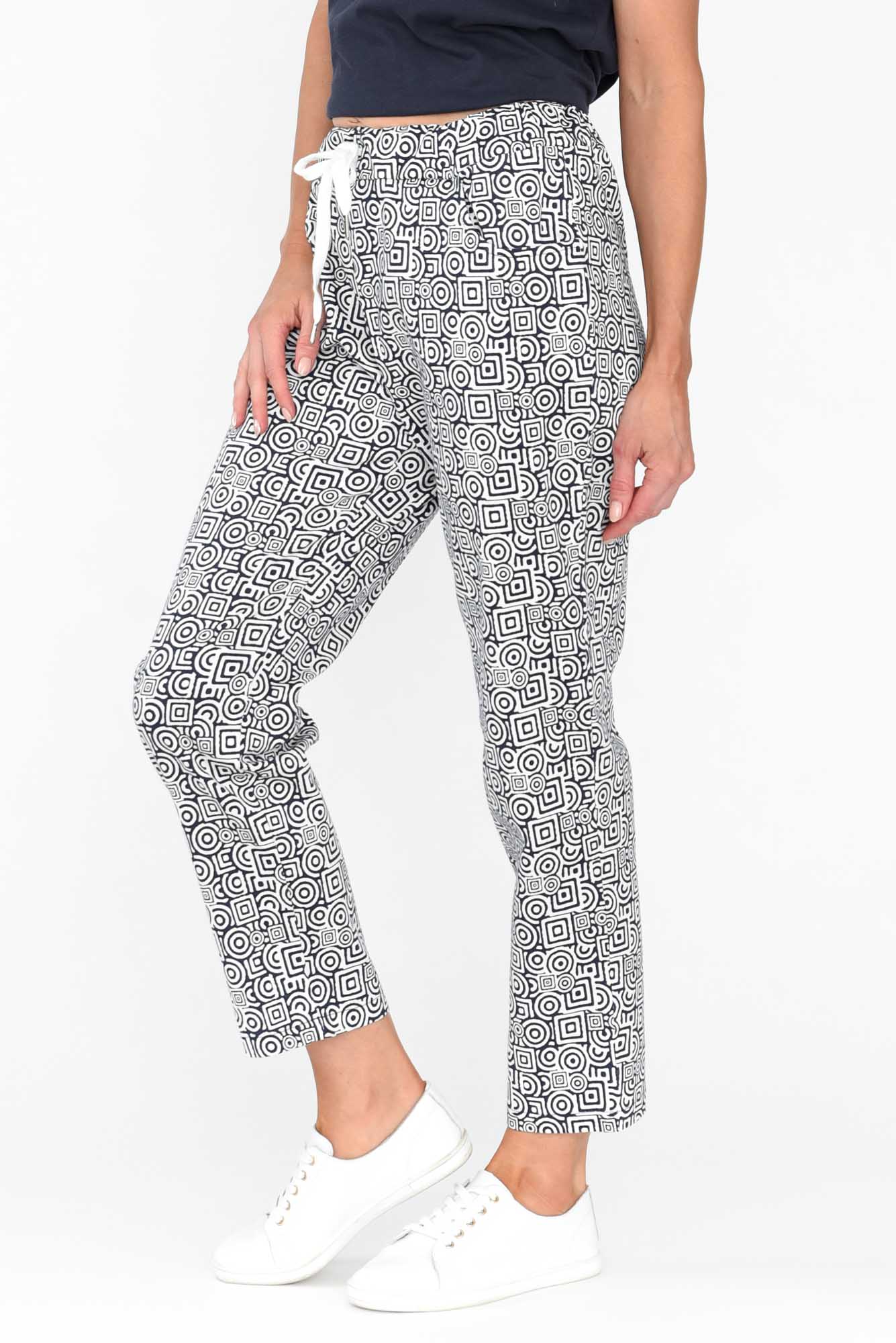 Souza Navy Geo Cotton Pant