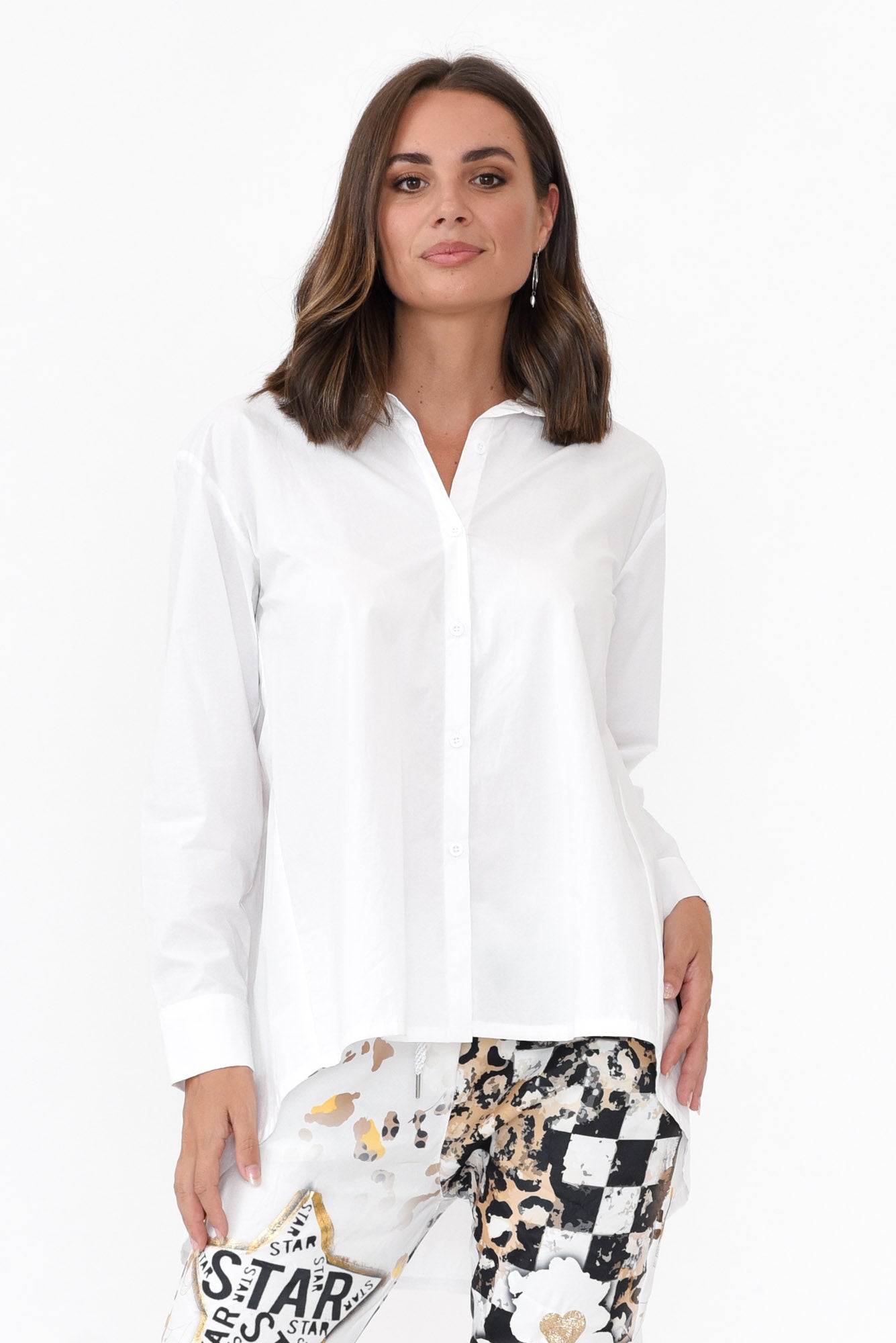 Penny White Pleated Cotton Shirt
