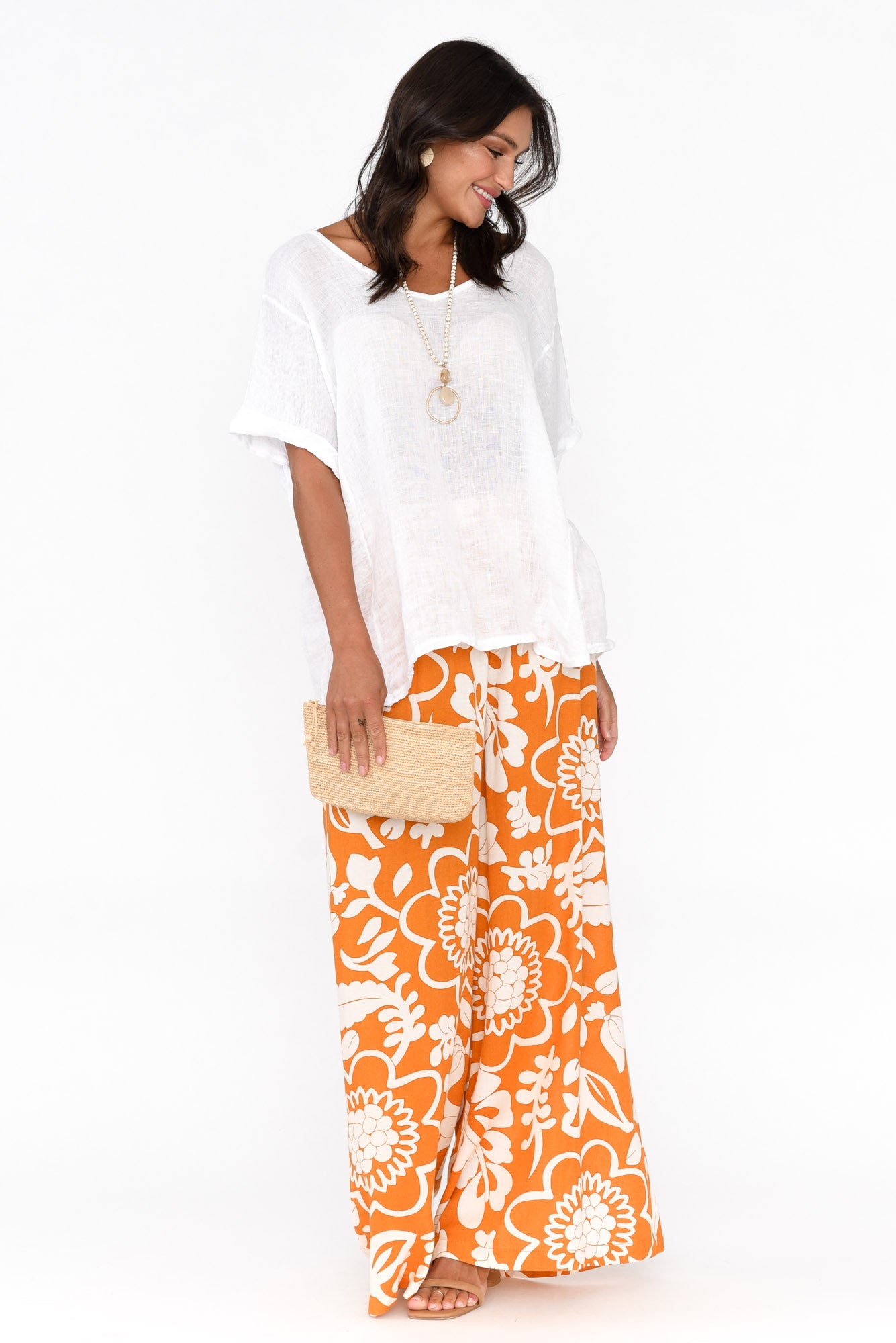 Positano Orange Garden Flared Pant