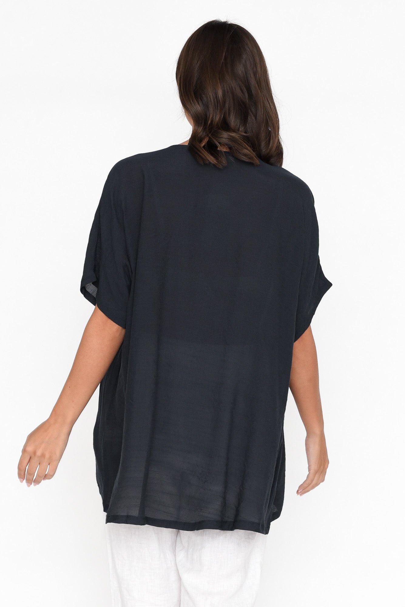 Elvira Navy Drape Top