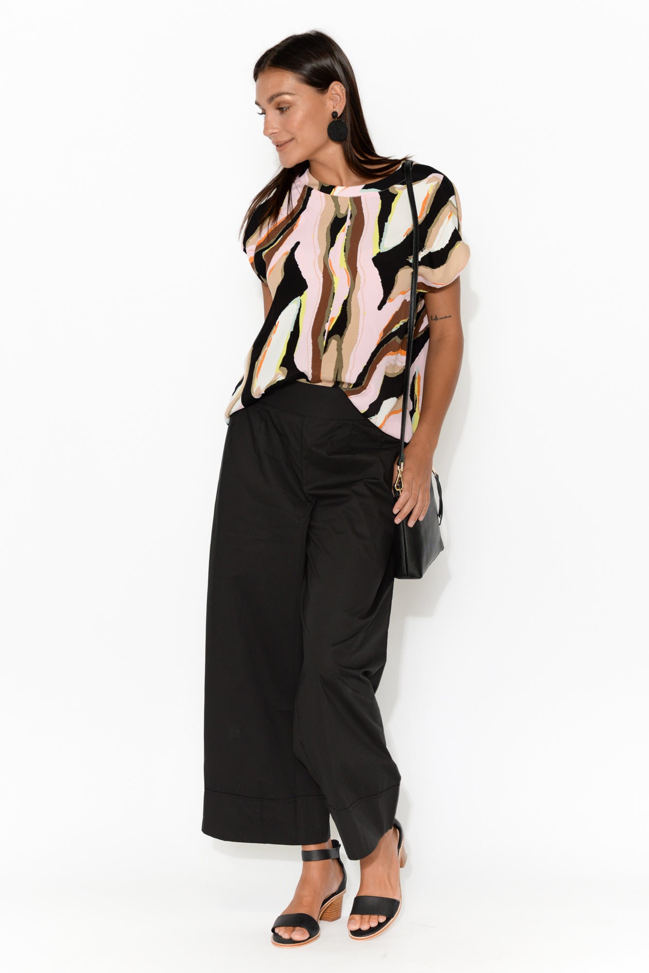 Bradie Black Cotton Wide Leg Pant