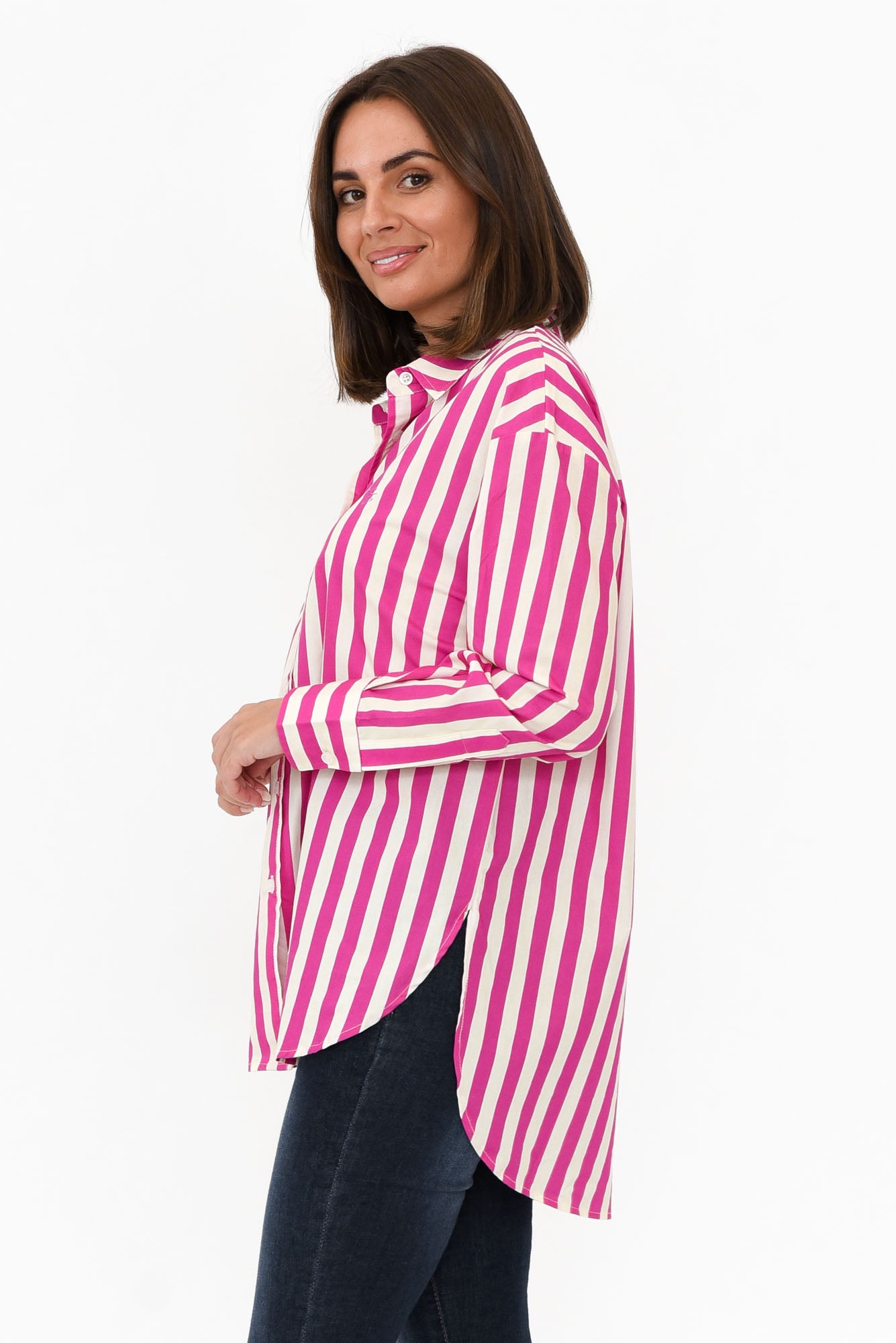 Presley Pink Stripe Cotton Poplin Shirt