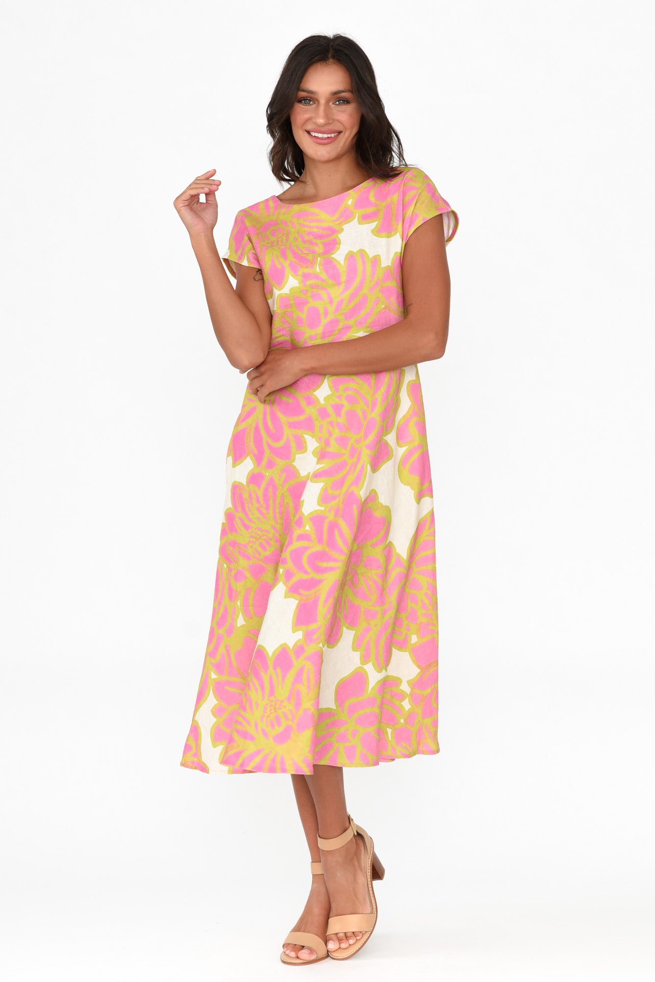 Lara Pink Lotus Linen Dress