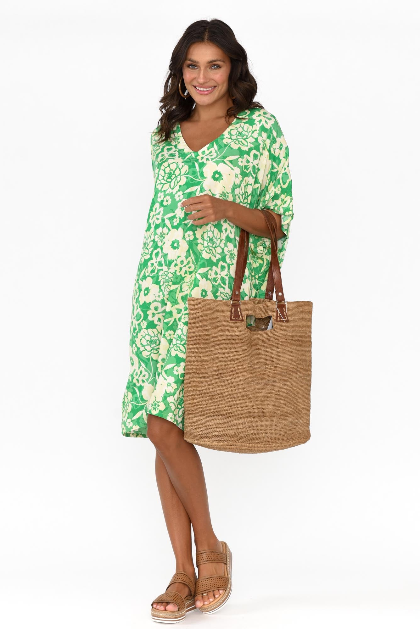 Luce Green Flower Kaftan