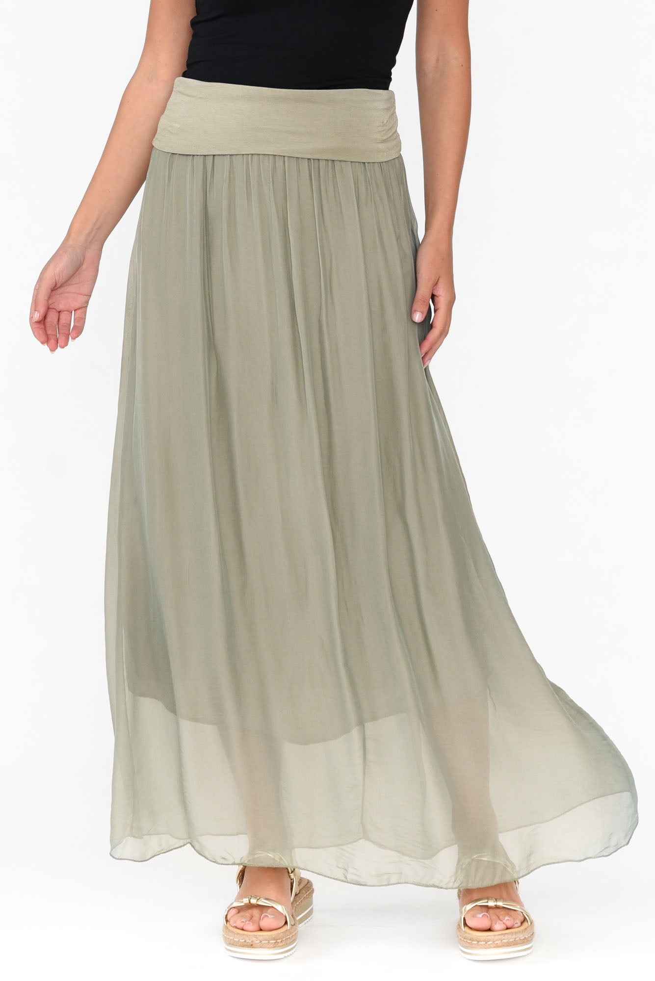 Viana Sage Silk Layer Skirt