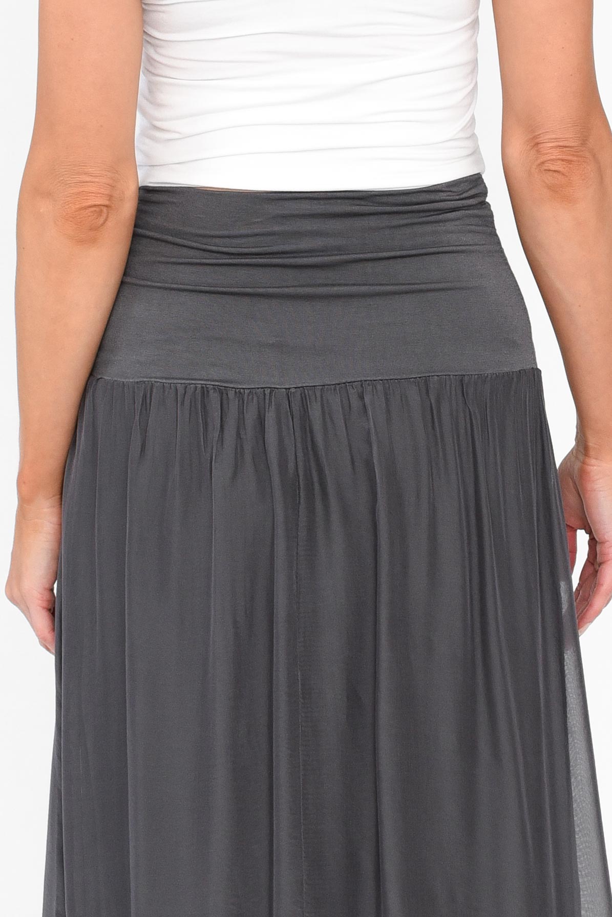 Viana Charcoal Silk Layer Skirt