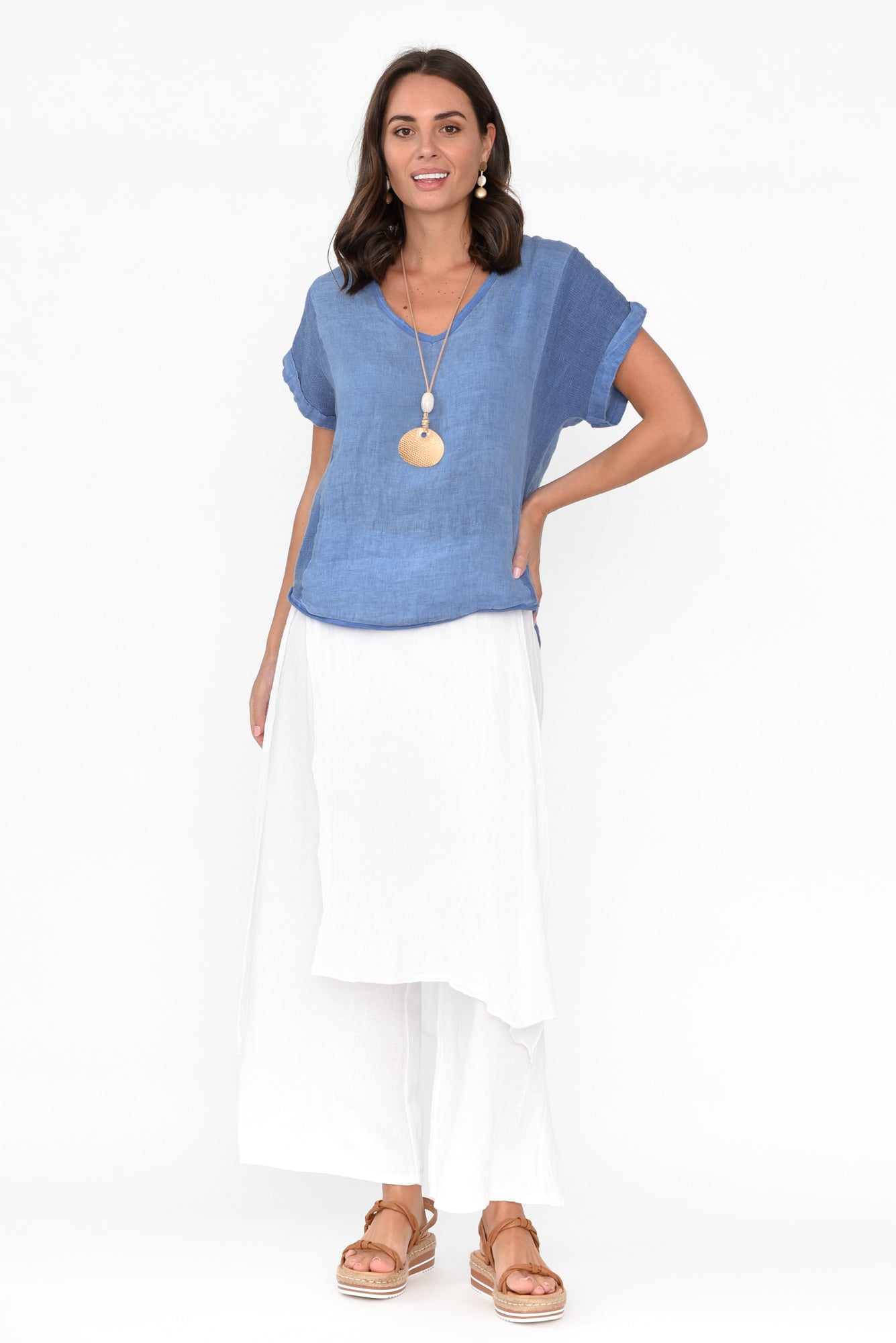 Lucienne White Linen Layer Pant